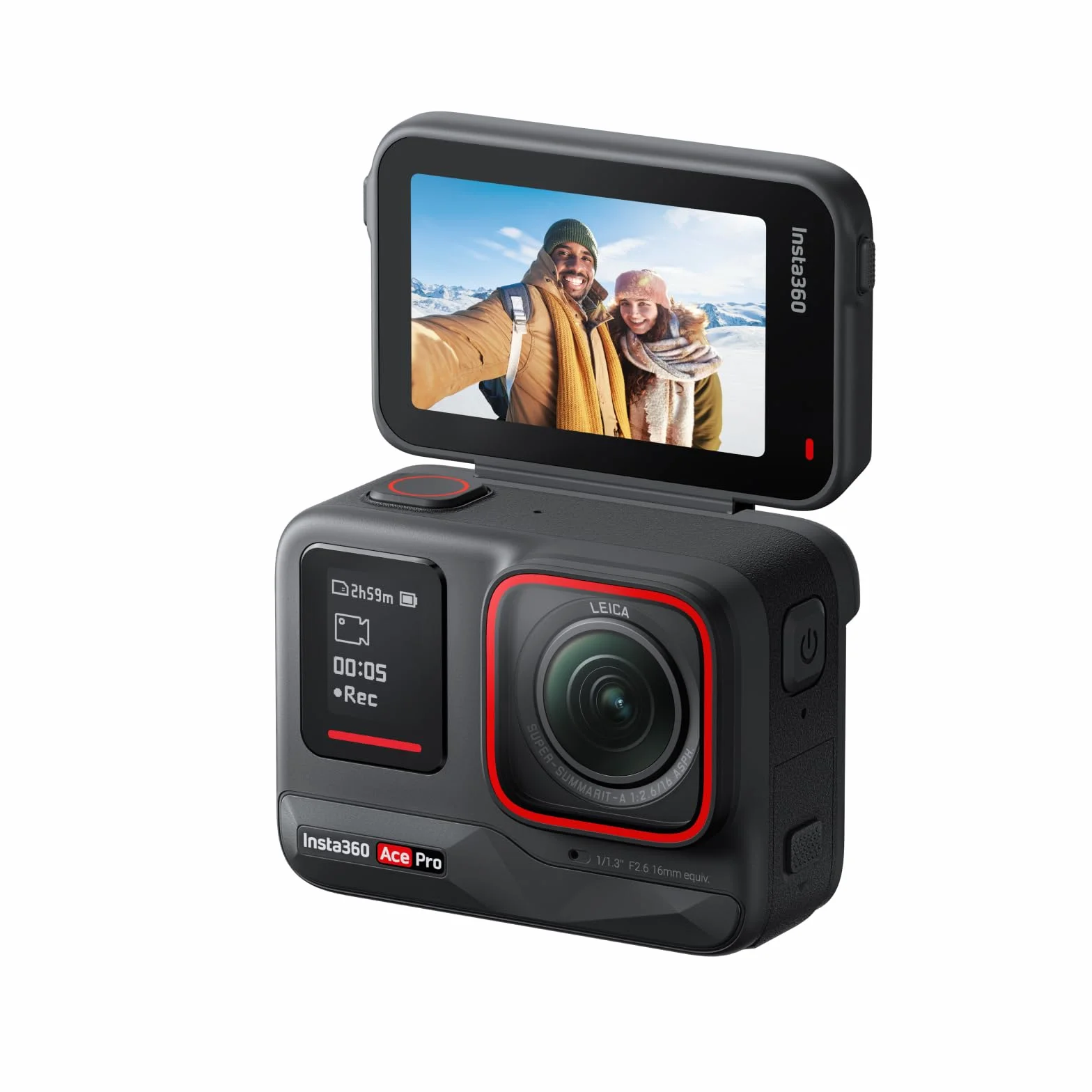 Insta360 Ace Pro: Cámara de acción Impermeable diseñada con Leica, Sensor Insignia de 1/1,3", reducción de Ruido IA Imagen máxima, 4K a 120fps, Pantalla abatible 2,4" y Funciones de IA