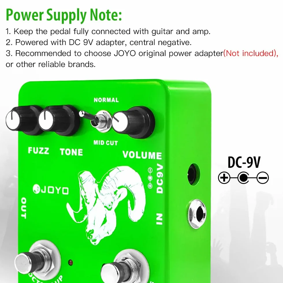 JOYO Octave Fuzz Pedal Germanio Fuzz Efecto Rock de los 60 con "Mid-cut" para Guitarra Eléctrica - True Bypass (Voodoo Fuzz JF-12)