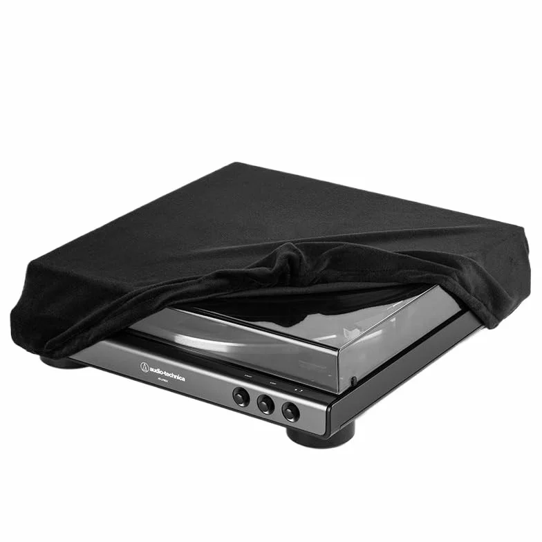 Funda guardapolvo Compatible con Audio-Technica AT-LP60XBT/Sony PS-LX310BT Tocadiscos, Estire Franela Estuche Protector (Negro)