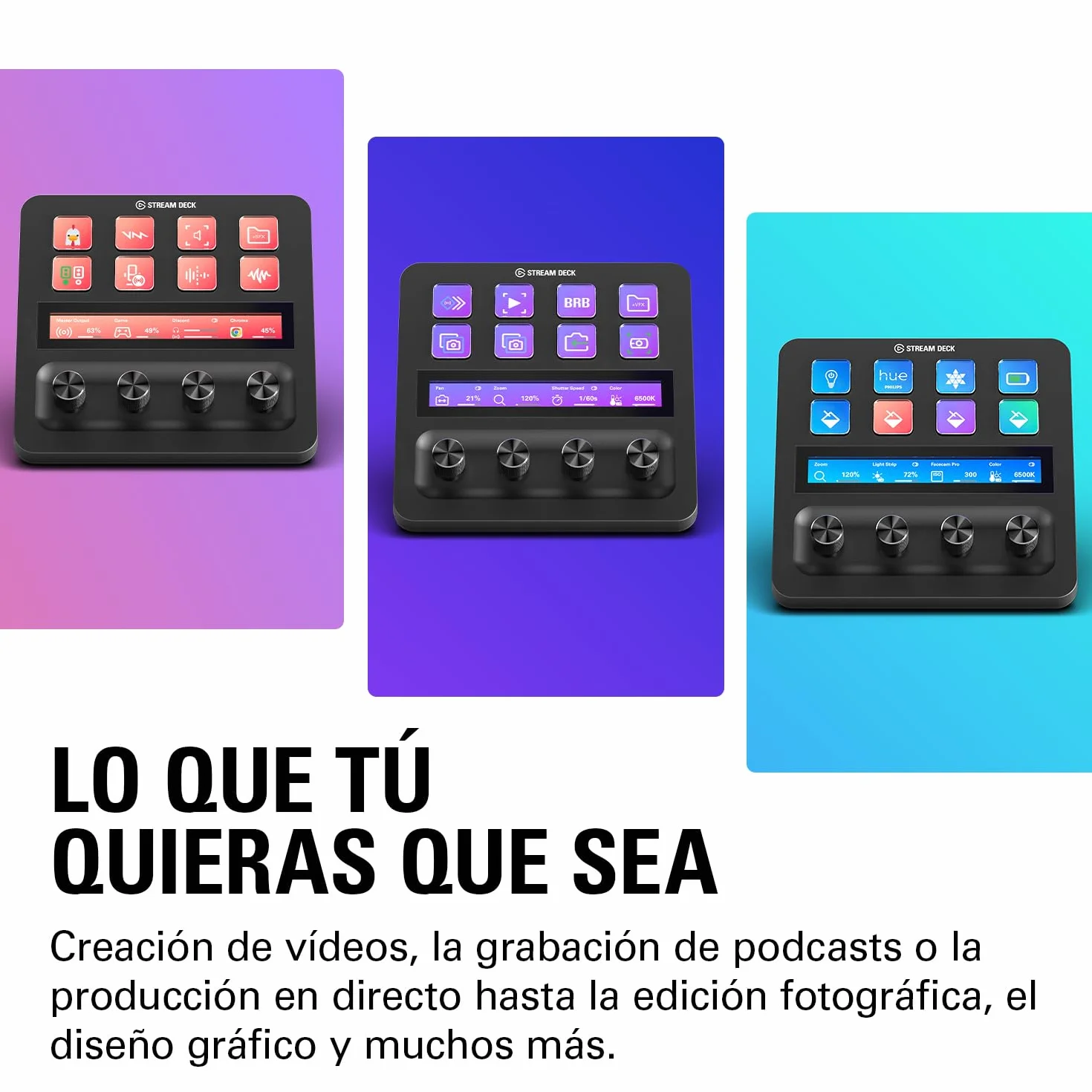 Elgato Stream Deck +, mezclador de audio, controlador de directo y estudio para creación de contenido, streaming, juegos, con banda táctil, diales y teclas LCD personalizables, funciona con Mac y PC