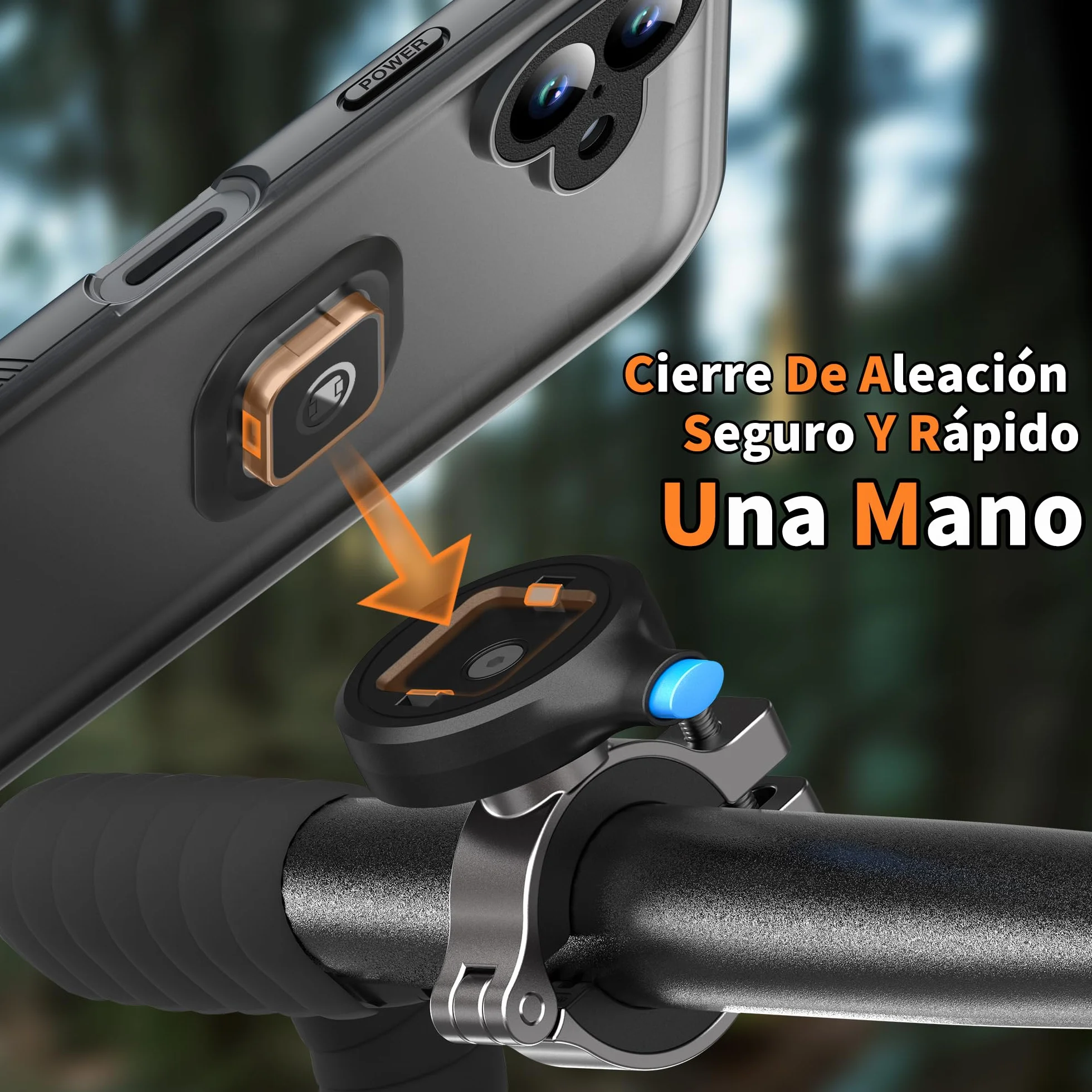 Cozycase Soporte Movil Bicicleta Moto para iPhone 13 Mini - Impermeable Antivibracion Suporte Telefono Manillar MTB/Btt/Scooter/Patinete/Bici Electrica/Carretera/Motocicleta Metal Bike Phone Holder