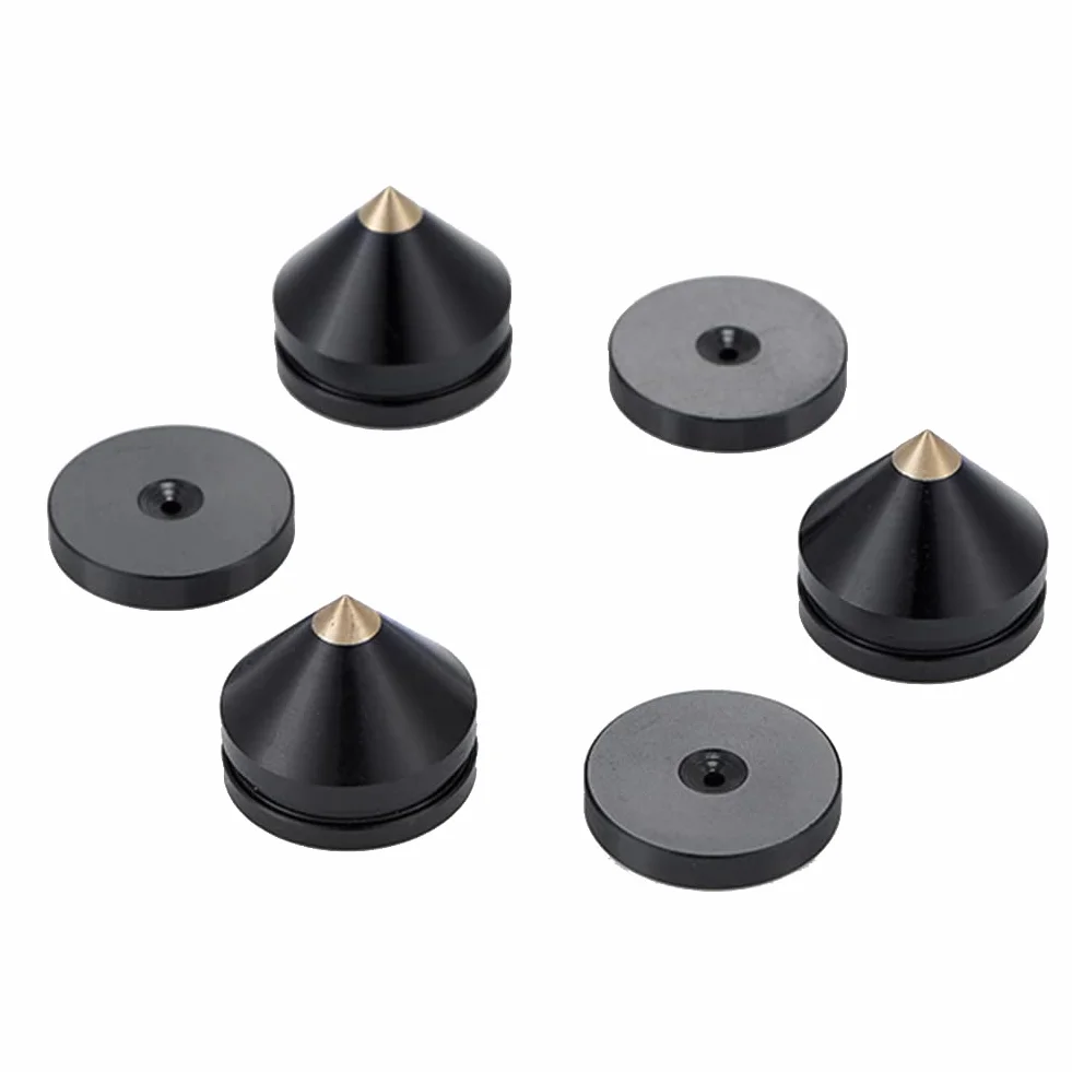 8 puntas para altavoces, de aleación de aluminio de alta calidad, patas de suelo con placas de absorción de impactos, clavijas para altavoces para dispositivos HiFi, tocadiscos, altavoces