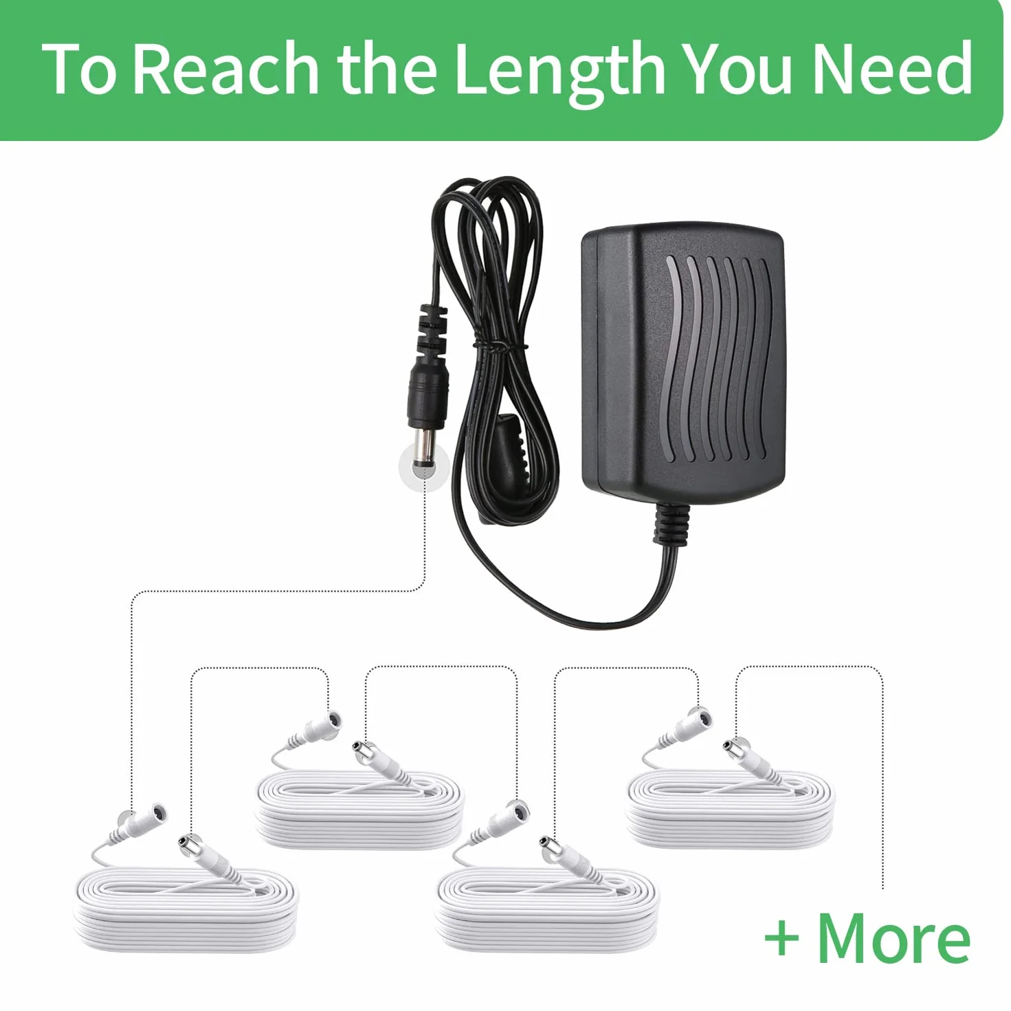 Cable de extensión de alimentación CC 12 V 5,5 mm x 2,1 mm 3 m para cámara de seguridad CCTV