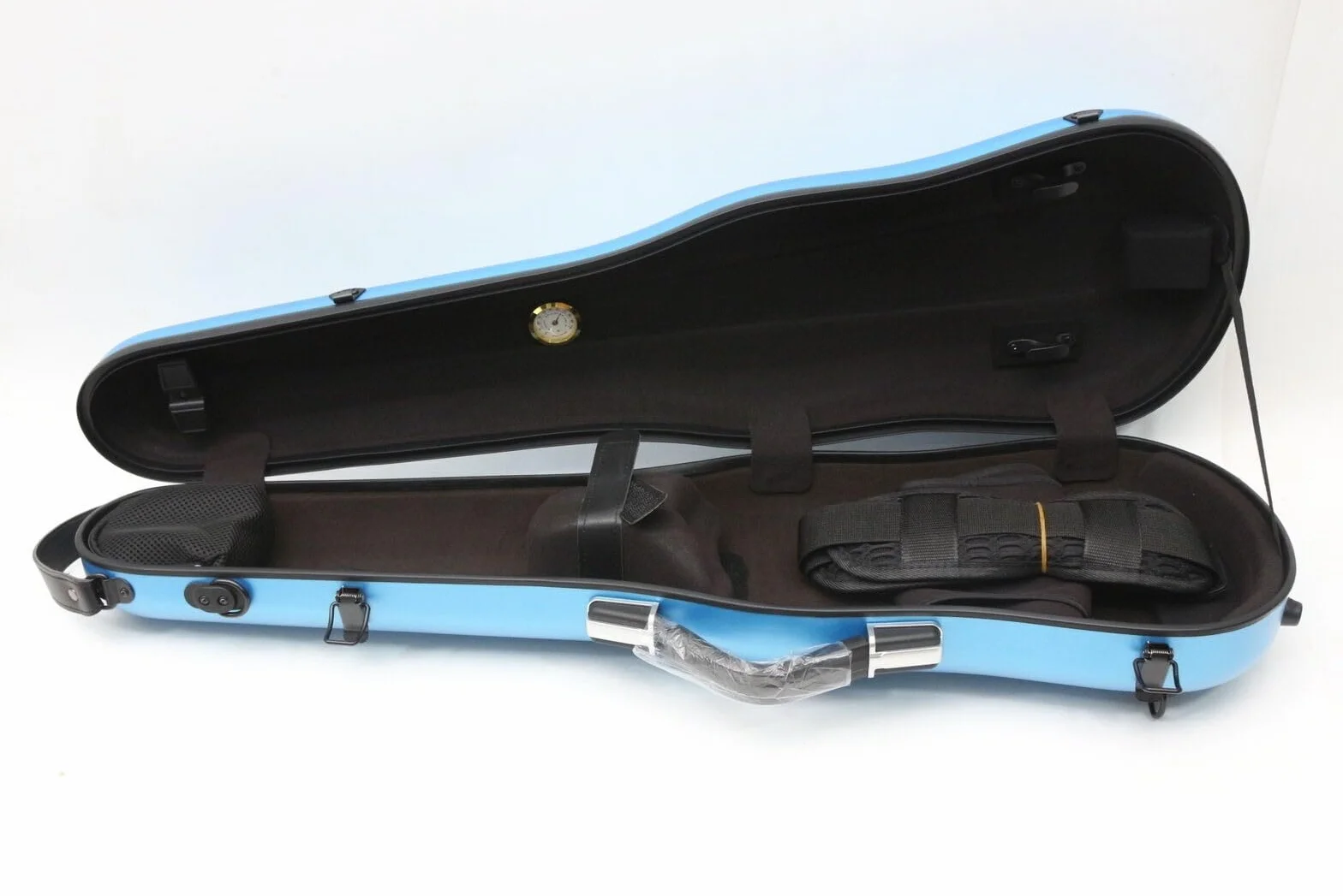 Estuche para violín de tamaño completo 4/4, caja de fibra de carbono, ligera y colorida con correa fuerte, bolsa azul (36 MN)