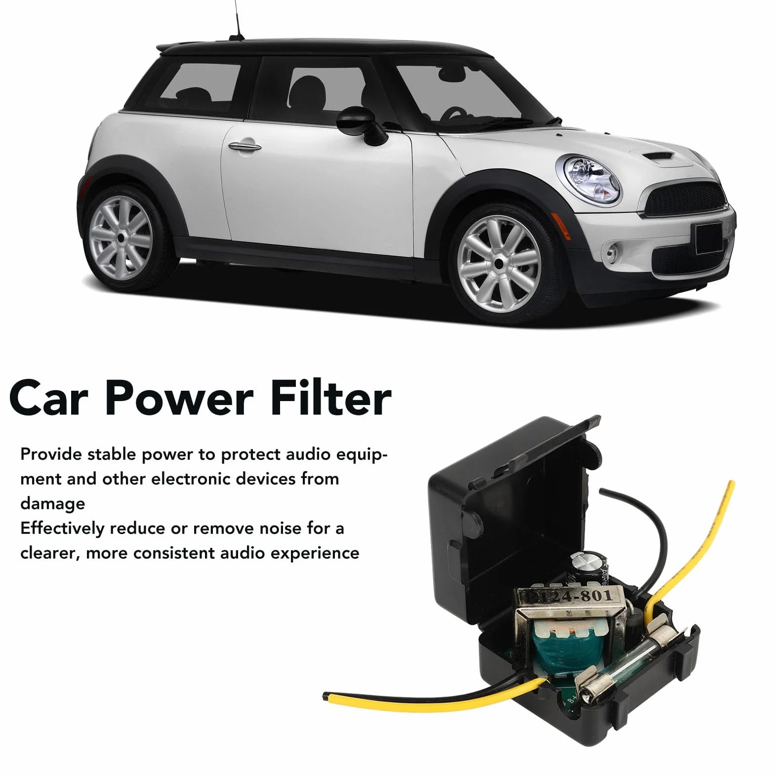 Filtro de Potencia para Automóvil Supresor de Aislamiento de Bucle de Tierra de Ruido Filtro de Ruido de Audio para Automóvil 12V Filtro de Audio Estéreo para Automóvil Reductor