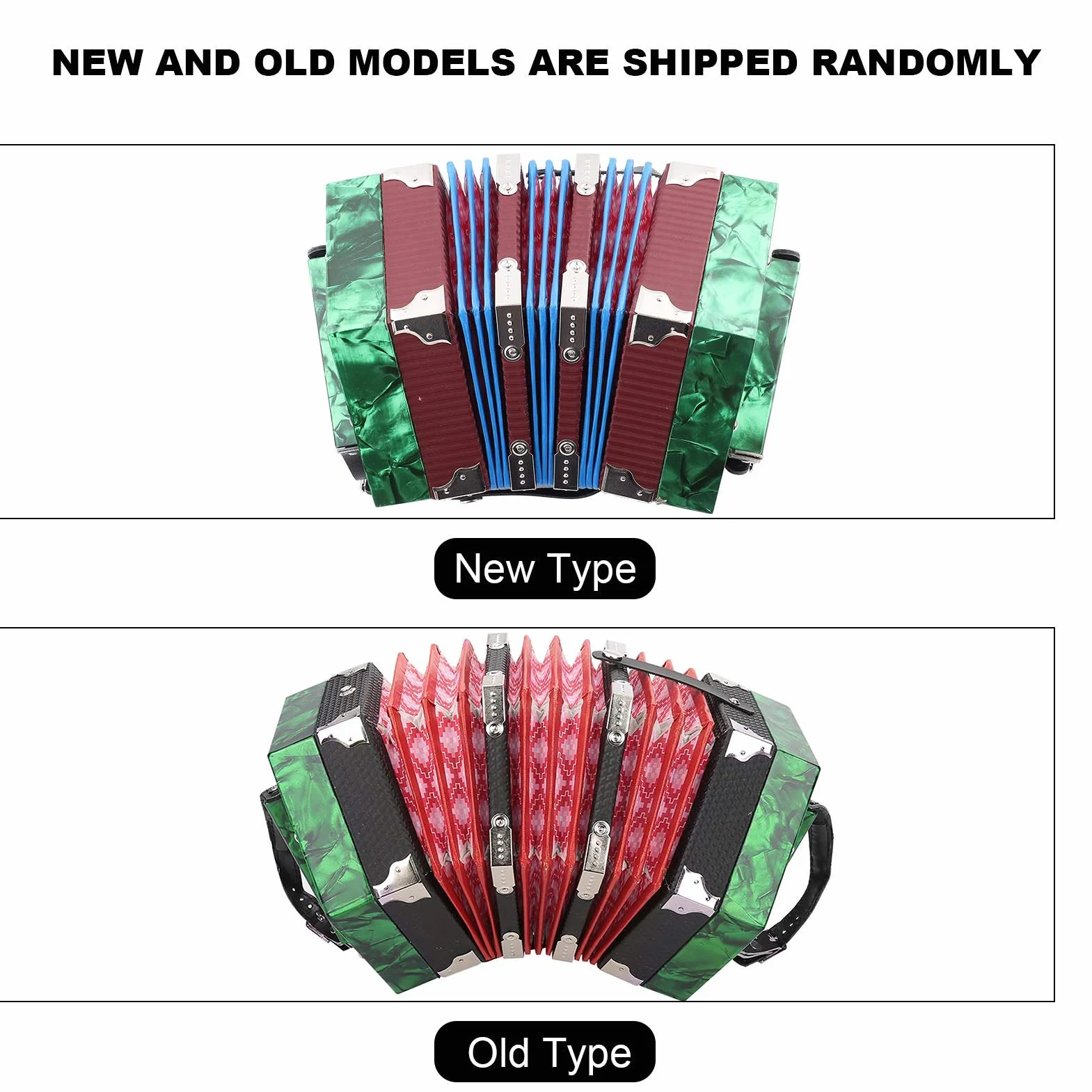 Walfront Instrumento Musical Concertina de Acordeón Profesional de 20 Botones Verde, Material ABS Liviano, Fácil de Aprender, Adecuado para Todas las Edades (GREEN)