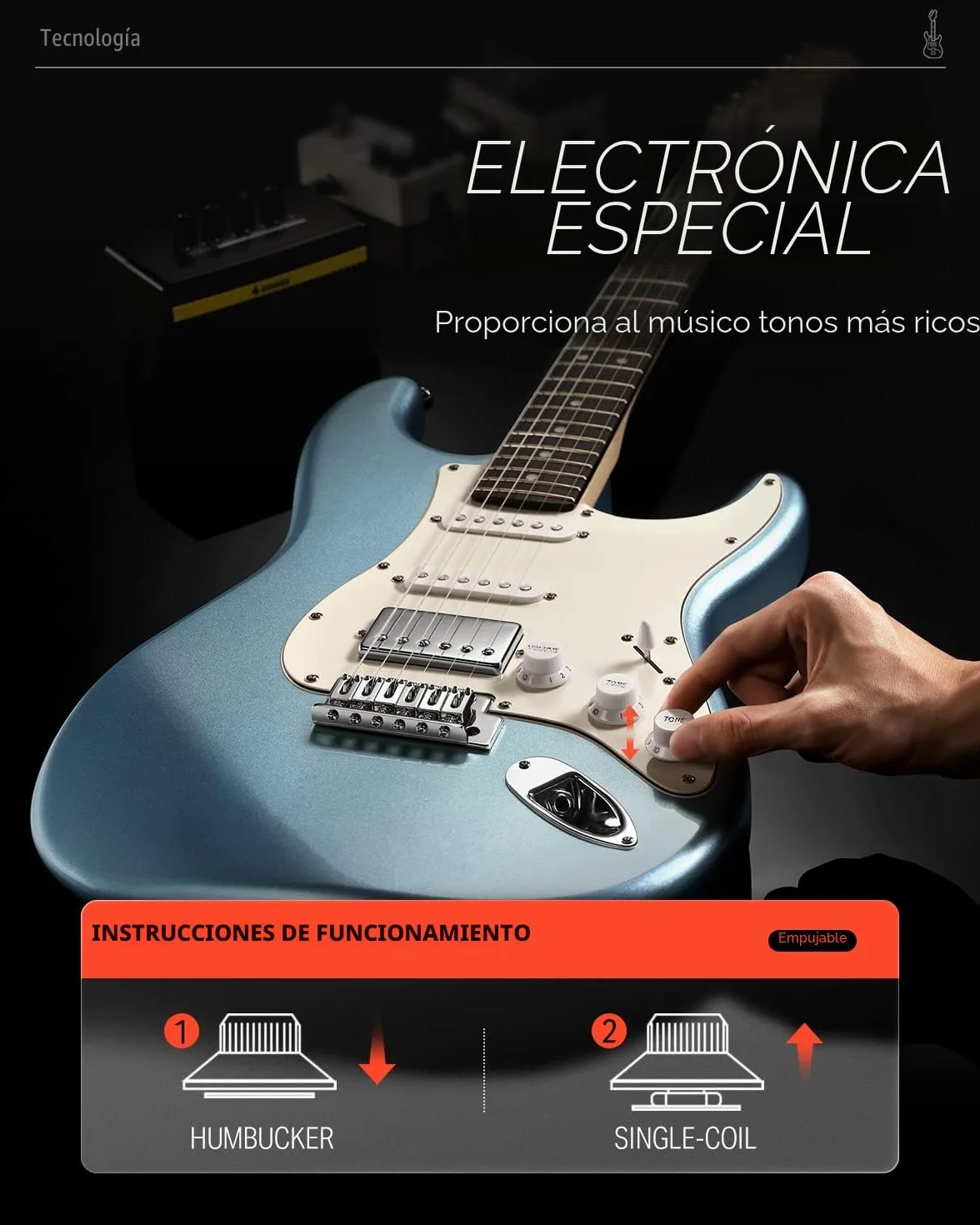 Donner Guitarra Electrica, DST-152R Kit Guitarra Electrica de Tamaño Completo HSS Pickup Coil Split, Guitarras Electricas Set Adultos con Amplificador, Bolsa, Accesorios
