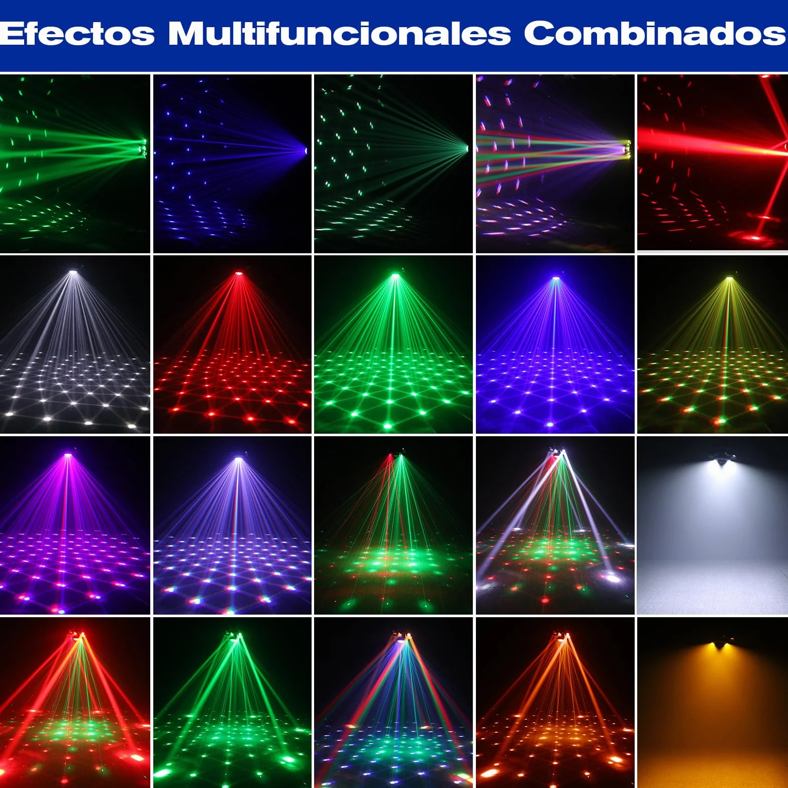 150W Cabeza Móvil LED con Bola Luces Discoteca RGBW Beam Moving Head 6 brazos luminosos con control remoto para Fiesta DJ Bar Cumpleaños Familia