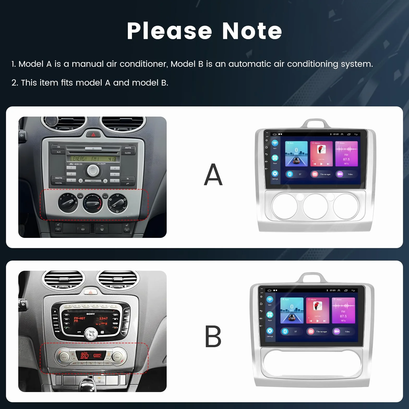 Inefala 8 Núcleos 4+64G Android 15 Radio para Ford Focus 2004-2011, 9 Pulgadas HD Pantalla Táctil con CarPlay y Android Auto, GPS, Cámara Trasera