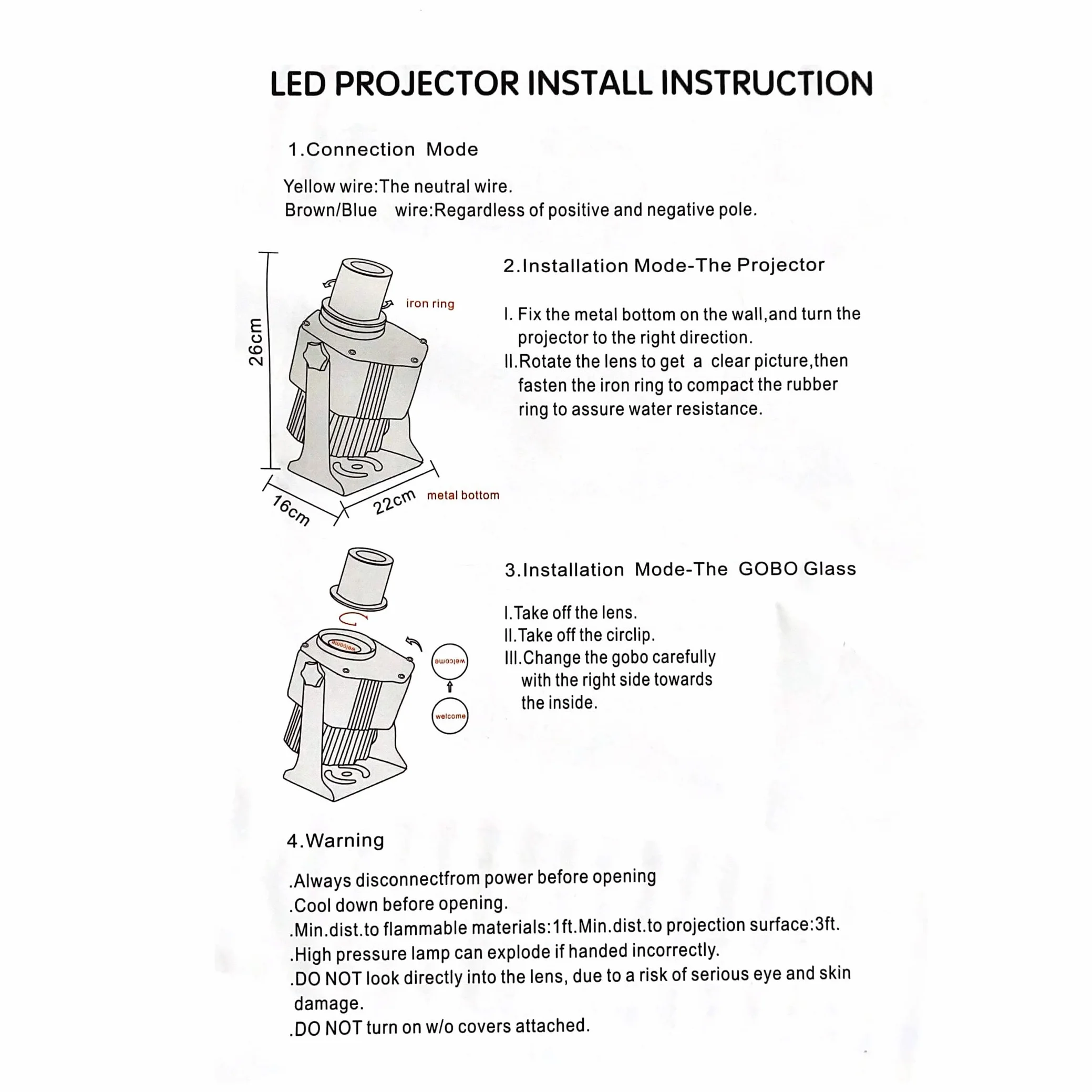 LED 150W GOBO Luz Logo Proyector Led Gobo Publicidad Logo Al Aire Libre IP67 Impermeable Para Interior y Tienda De Bodas Eventos