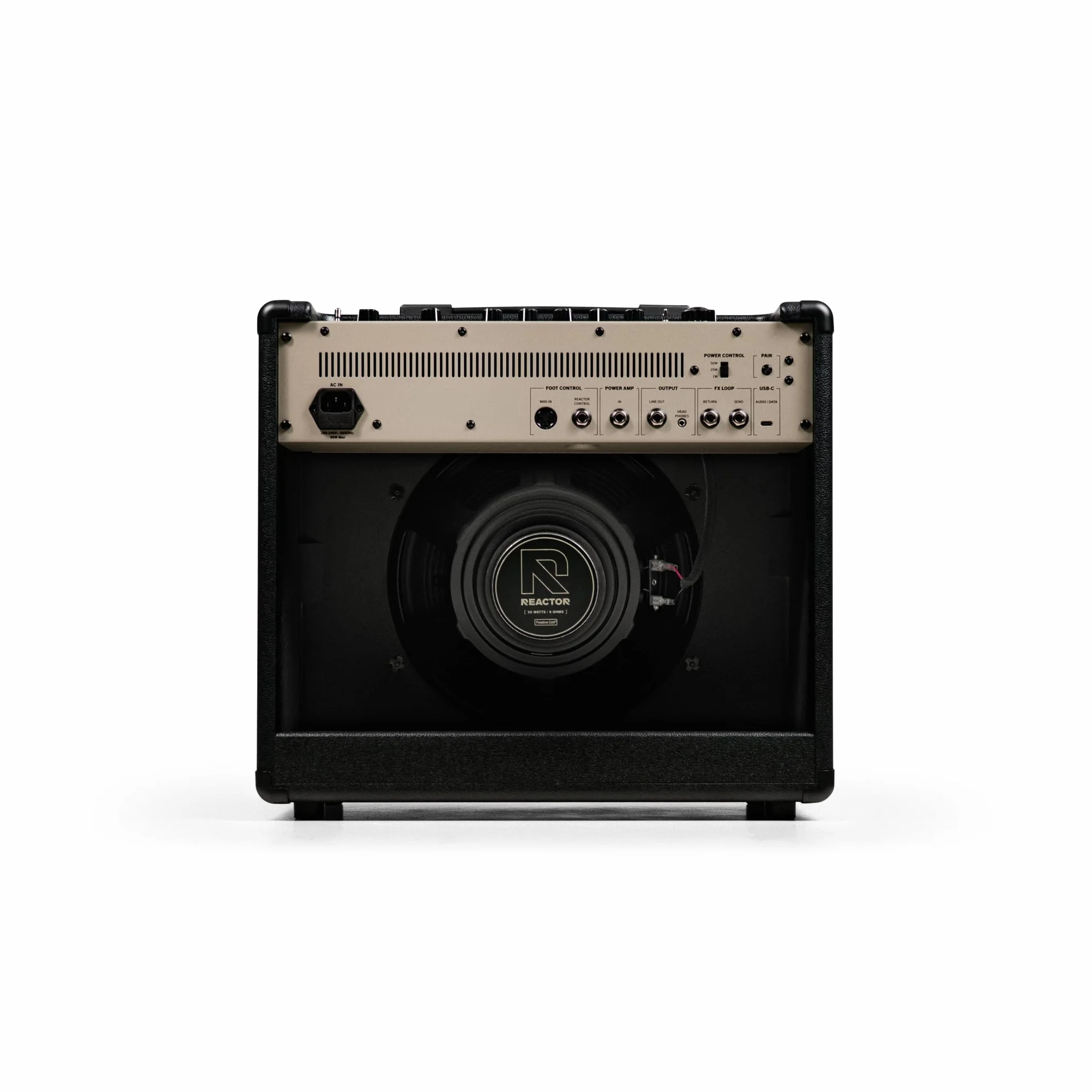 Positive Grid Reactor de 50 W: Amplificador Combo Inteligente para Guitarra con Amp Intelligence. Genera Sonido a Partir de Texto, Imágenes y Audio, con Potencia Seleccionable y Grabación por USB.