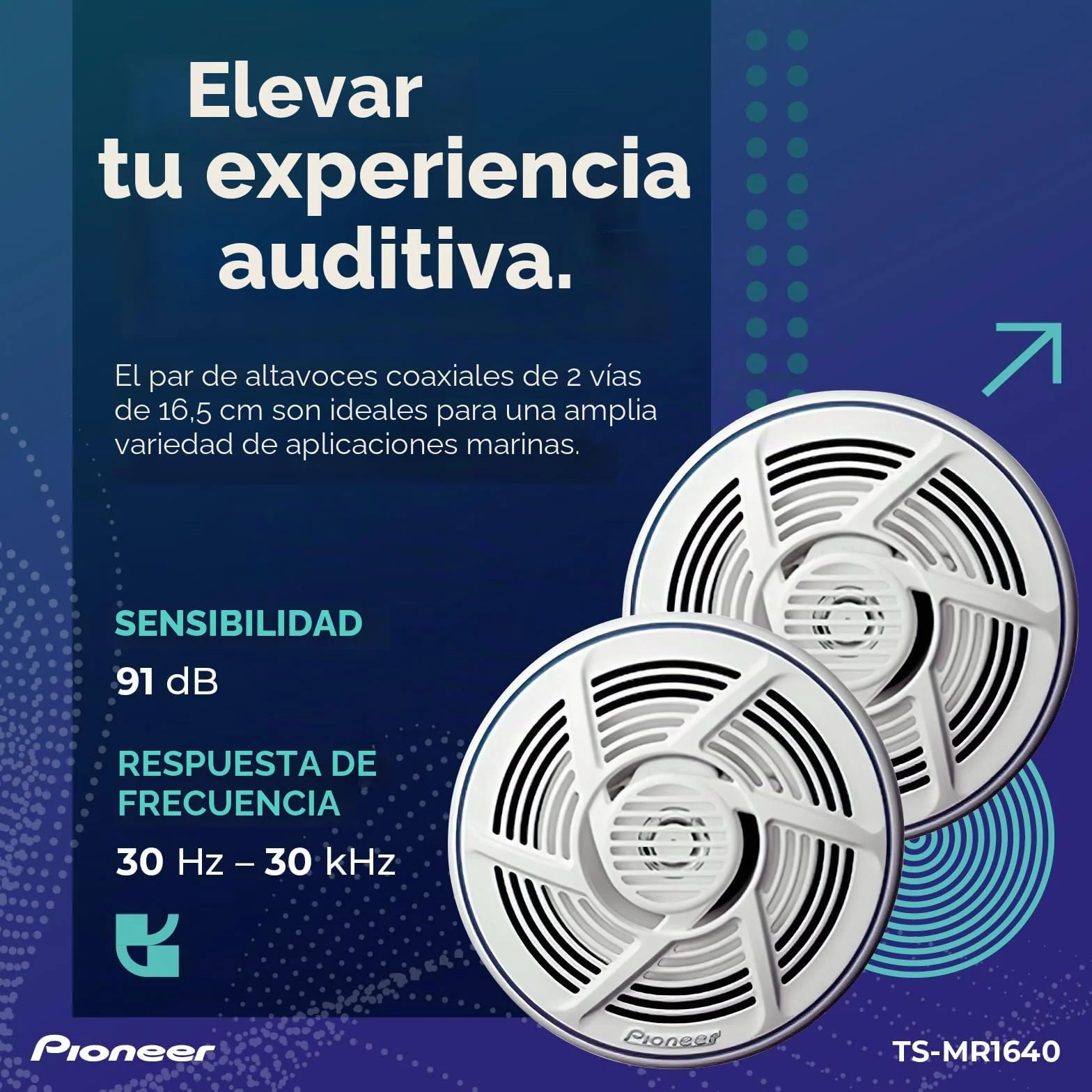 PIONEER TS-MR1640 - Altavoces Marinos de 2 vías y 16 cm (160 W)