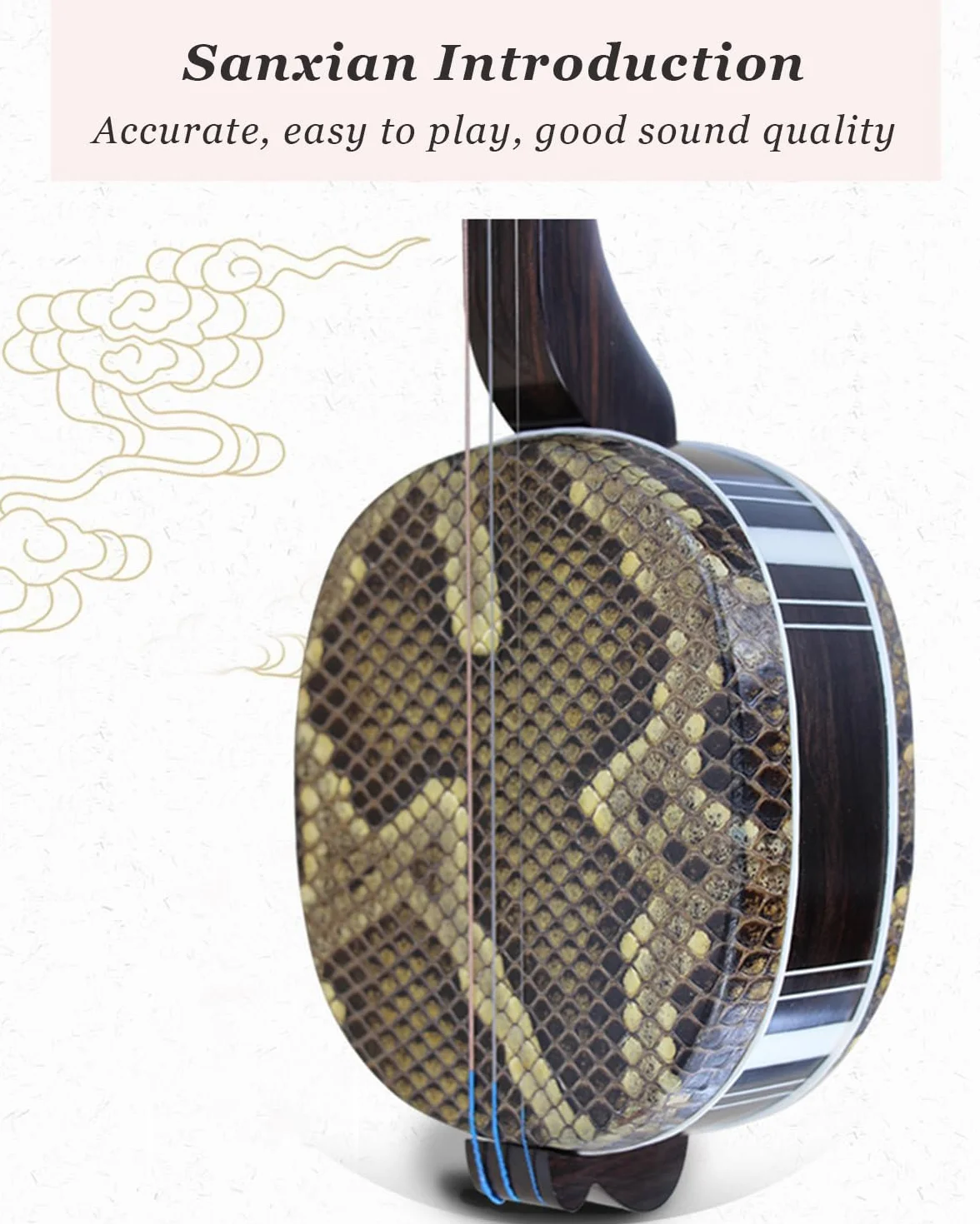 Sanxian Chino Tradicional De 3 Cuerdas, Guitarra Shamisen De Wukong Game, Instrumento Shamisen Chino, para Principiantes E Intérpretes Black L