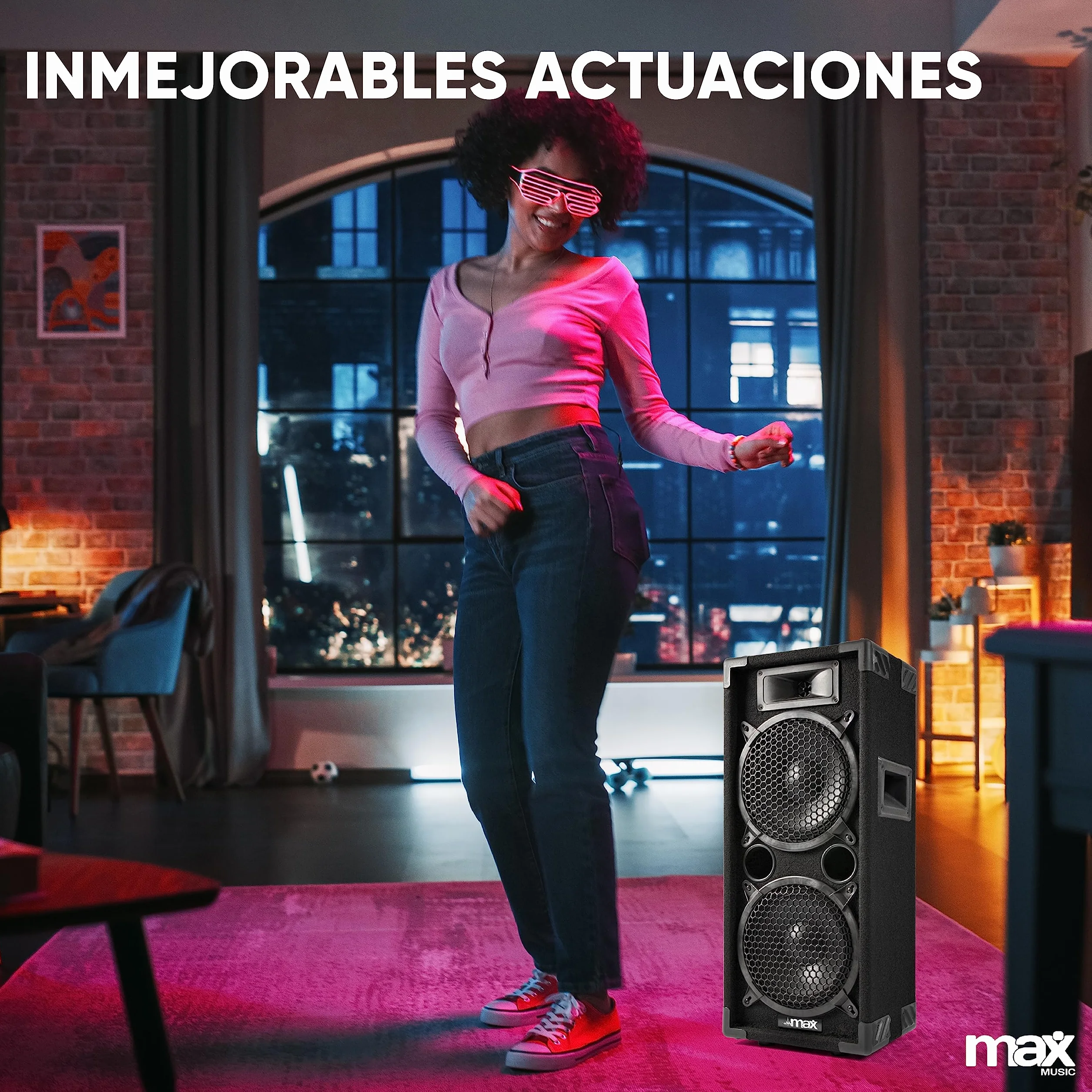 Max MAX28 - Pack de Altavoces para DJ, Incluye Amplificador, Amplificador de 1000 vatios, 2 Altavoces con Amplificador MAX28, Altavoces para Discoteca PA, Sistema de Altavoces para Discoteca DJ
