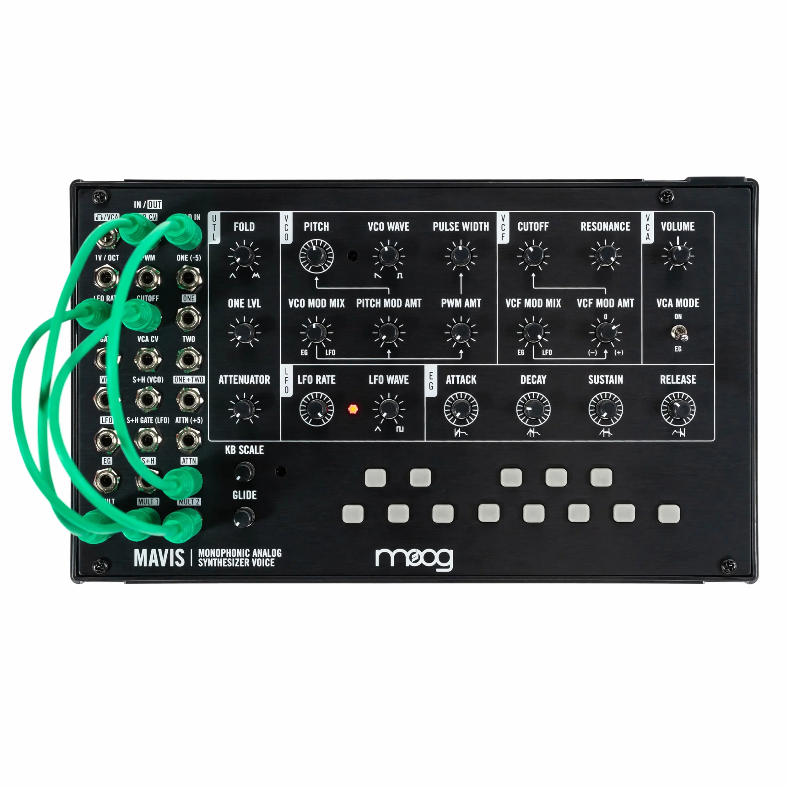 MOOG Mavis - Kit Sintetizador Analógico Semimodular con Teclado, Oscilador Analógico, Filtro, Generador de Envolventes, Wavefolder y Tapa Antipolvo