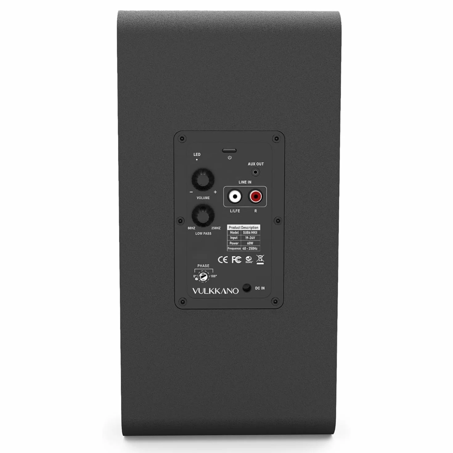 VULKKANO SUB6 MKII Subwoofer Activo 6 Pulgadas 50Hz-200Hz Cine en Casa Música Videojuegos