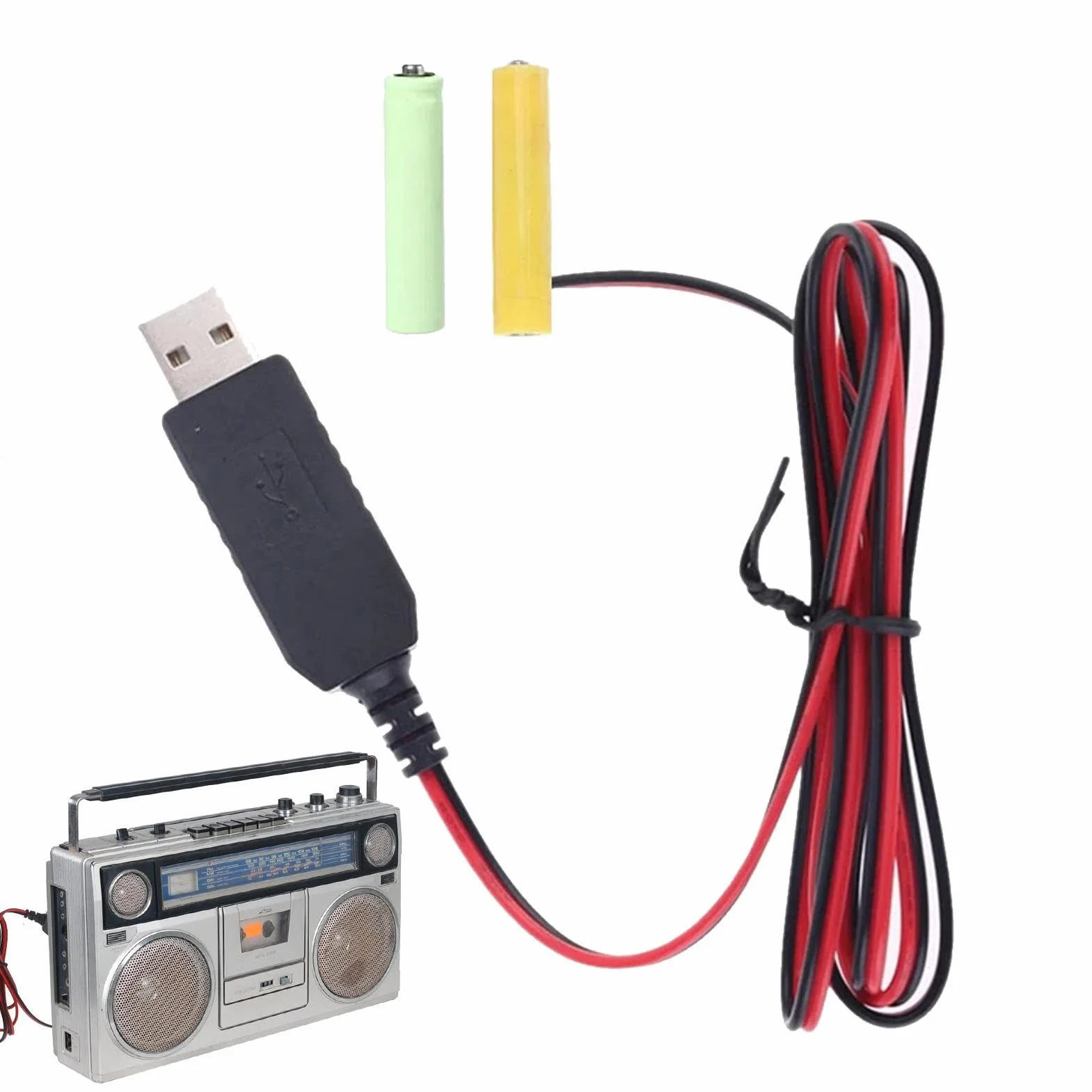 Batería eliminato-r, adaptador de batería, eliminadores de batería AA de 5 V a 3 V, convertidor de batería con cable USB de 1 m, adaptador de alimentación de batería, sustituye a pilas AA/AAA para