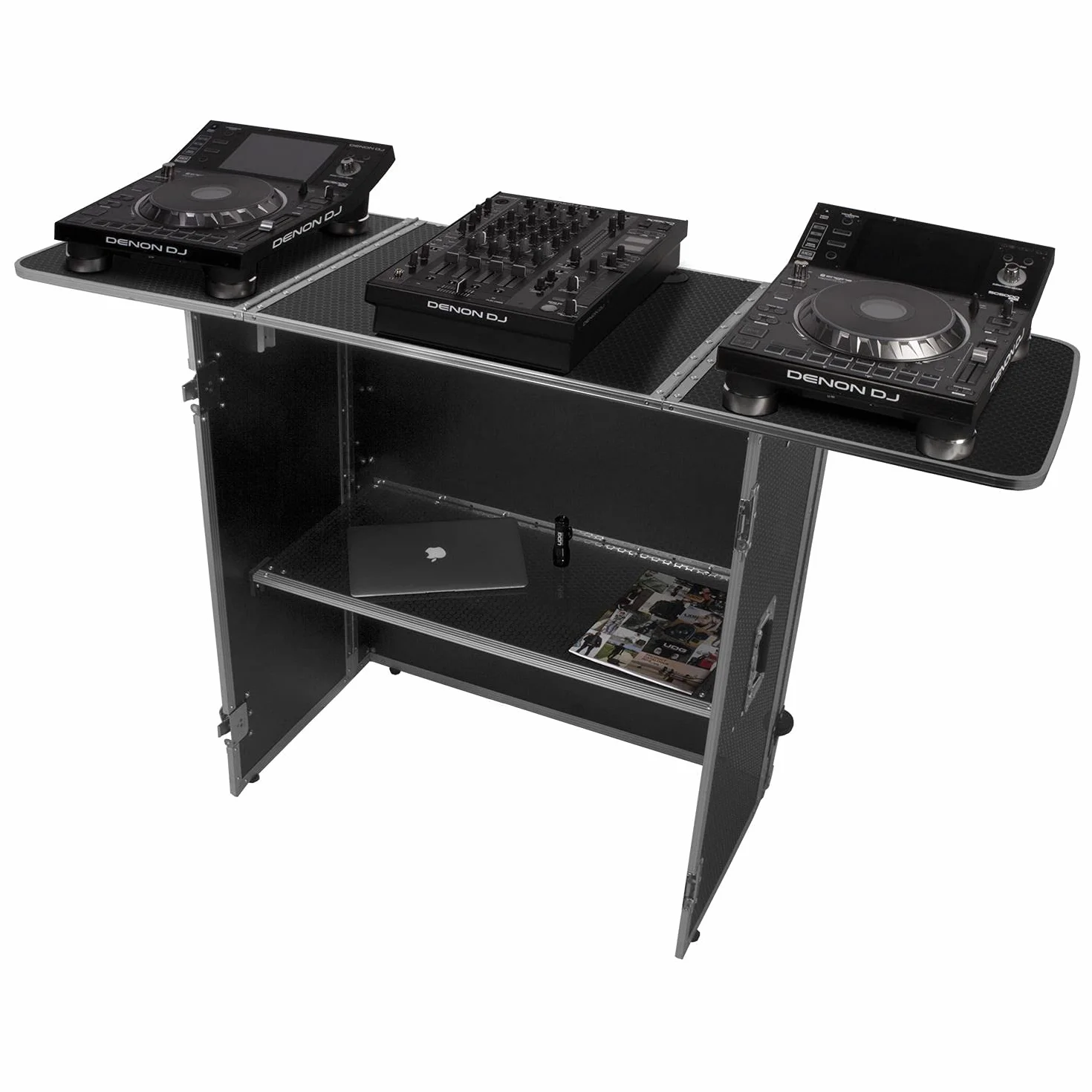 UDG FlightCase - Mesa de DJ Plegable + (Ruedas), Color Plateado MK2