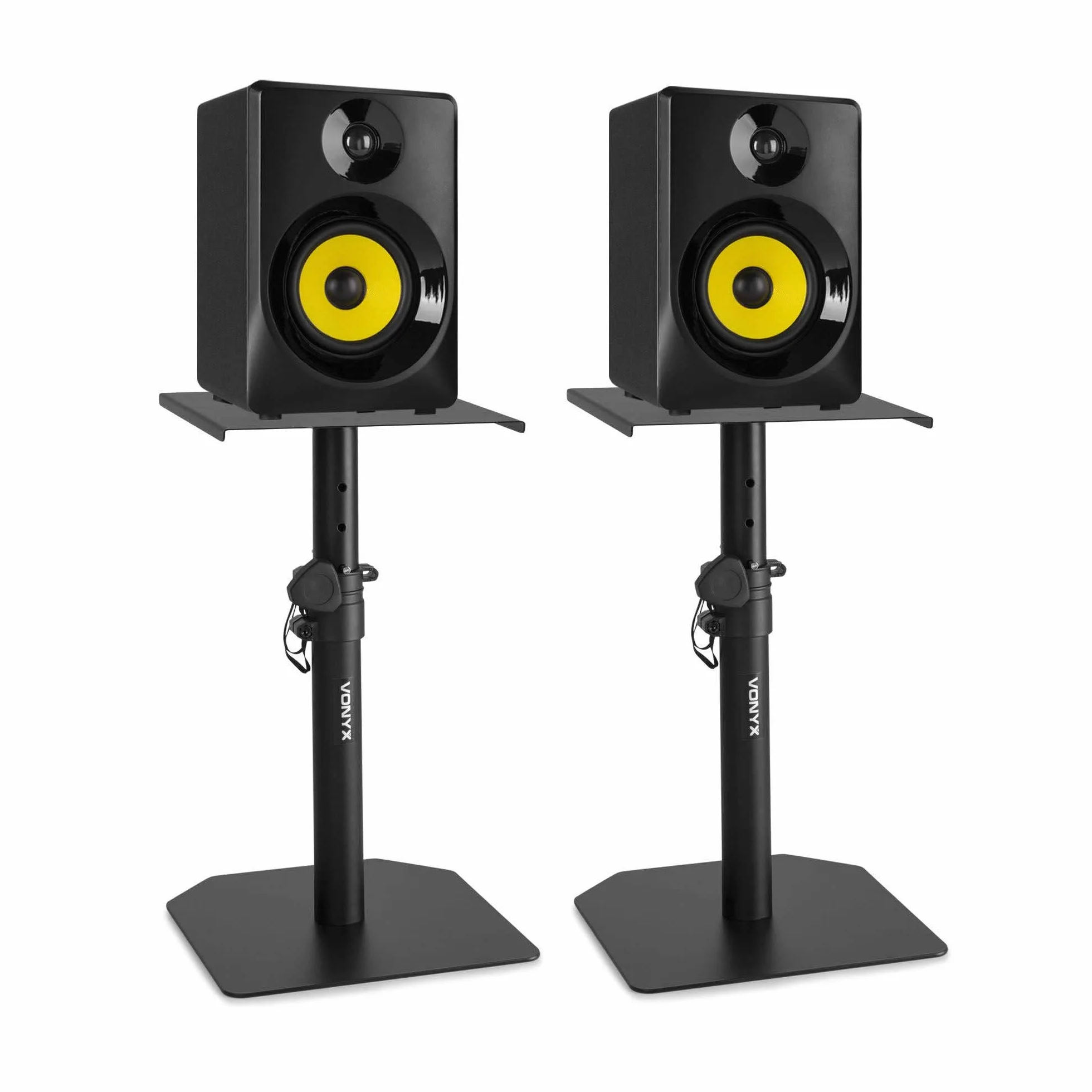 Vonyx SMN40B monitores Estudio Activos 100W con Soportes SMS10, Control Graves/Agudos, Amplificador Integrado, Altura Ajustable, Set Ideal para DJs y producción Musical