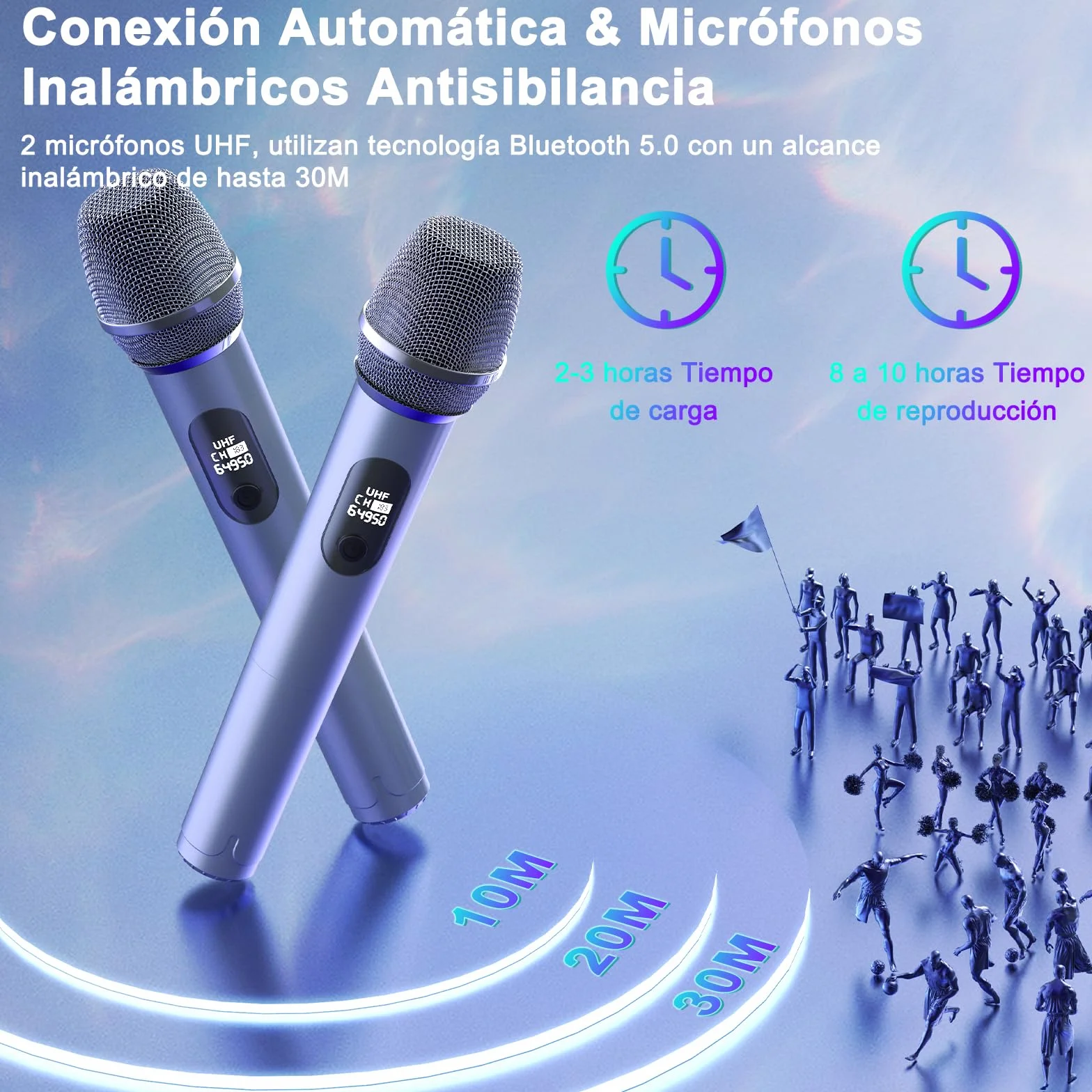 JYX Máquina de Karaoke, Sistema de Karaoke con 2 micrófonos, Altavoz Bluetooth portátil con luz RGB, Set de Karaoke, Sistema PA para Adultos, Fiestas, Compatible con TF/USB, AUX, FM, TWS