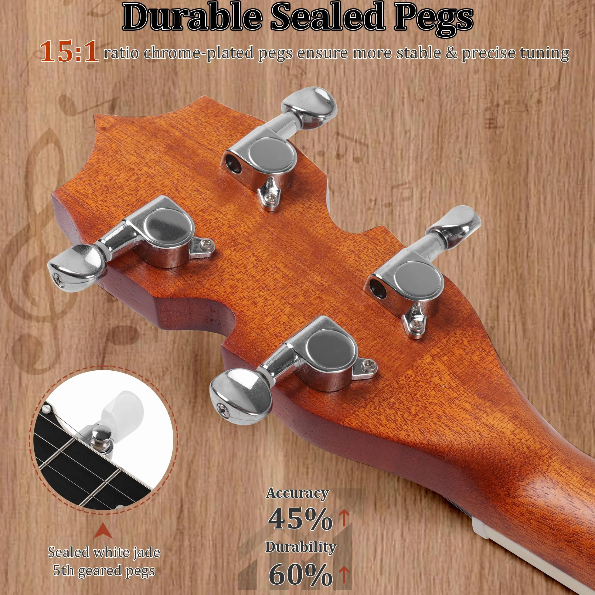 Mulucky Banjo Mini de 5 cuerdas, 66 cm, cuerpo de sapele cerrado, parte trasera sólida, kit para principiantes con bolsa de concierto, correa de cuerdas - B807