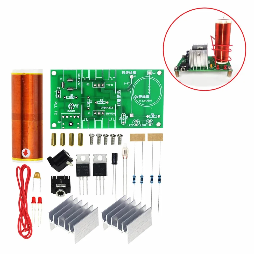 DC 15-24V 15W Mini Music Tesla Coil Plasma Speaker DIY Kits Altavoz de Plasma Tesla transmisión inalámbrica Kits DIY