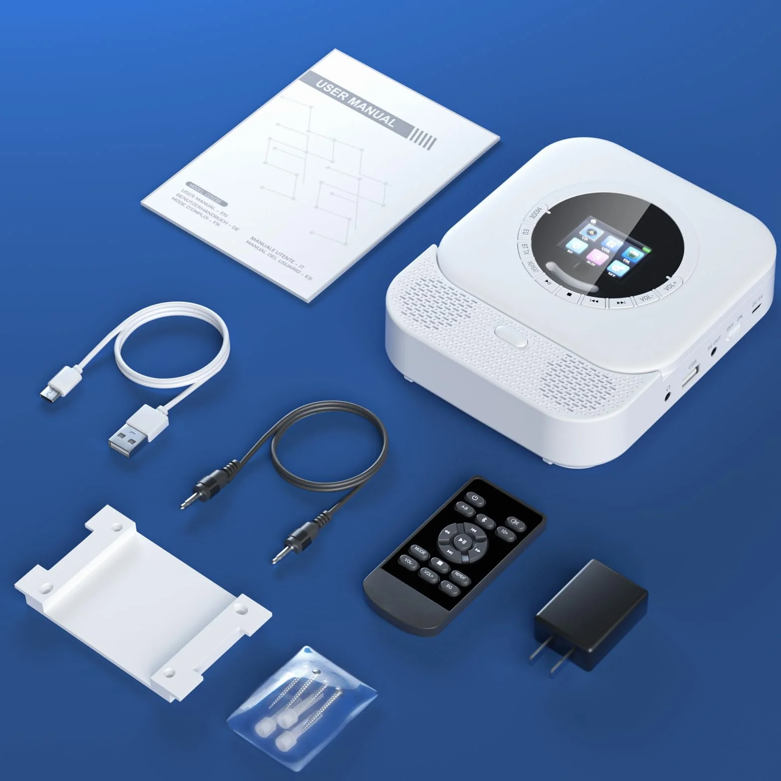 Arafuna Reproductor Portátil con Receptor Bluetooth y Altavoces, cd con Pantalla LED, Radio (White)