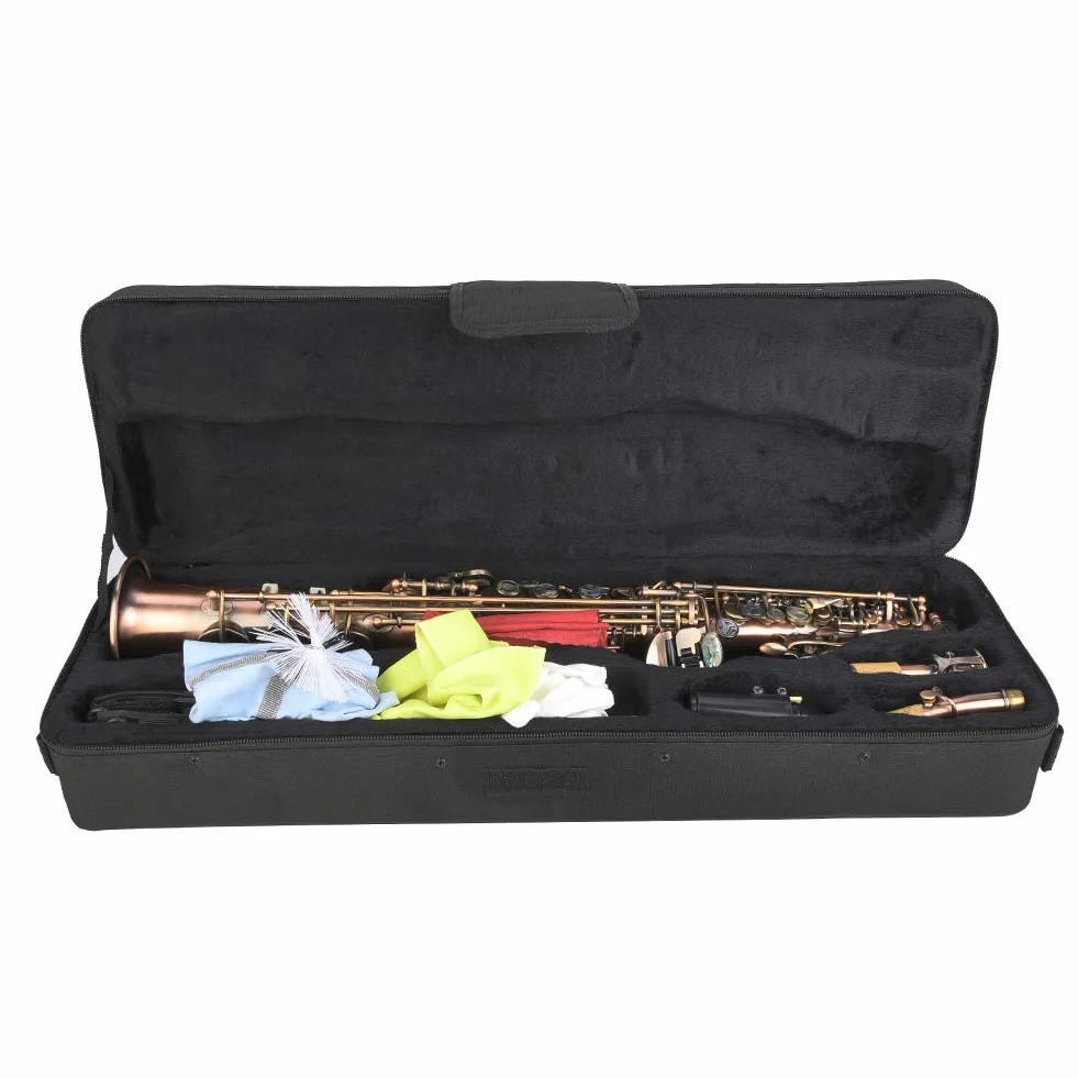 Venta loca Sopranaxofón Soprano, Profesional Antique Red Copper B Soprano con bolsa de transporte