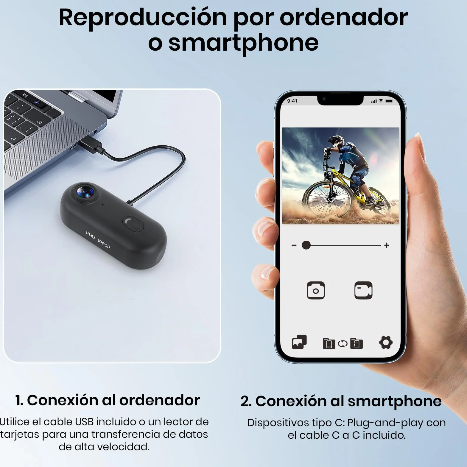 Cámara de Acción 360° Mini Corporal POV Subacuática 30m WiFi Gran Angular 120° +10 Accesorios 64GB