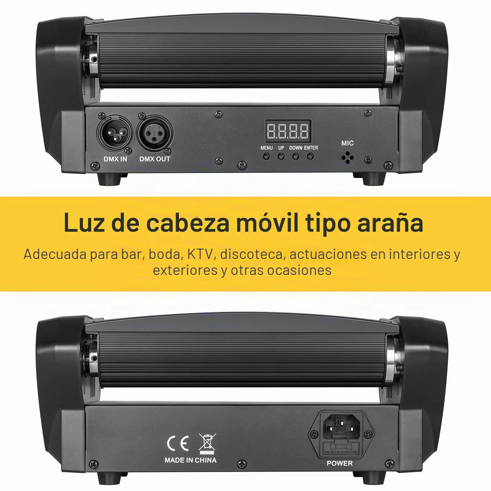 Luz LED de escenario Spider Moving Head RGBW, luz de fiesta, control musical/controlador Dj 512 Dmx luz para bar, club, fiesta, discoteca, balón de escenario LED, espectáculo.