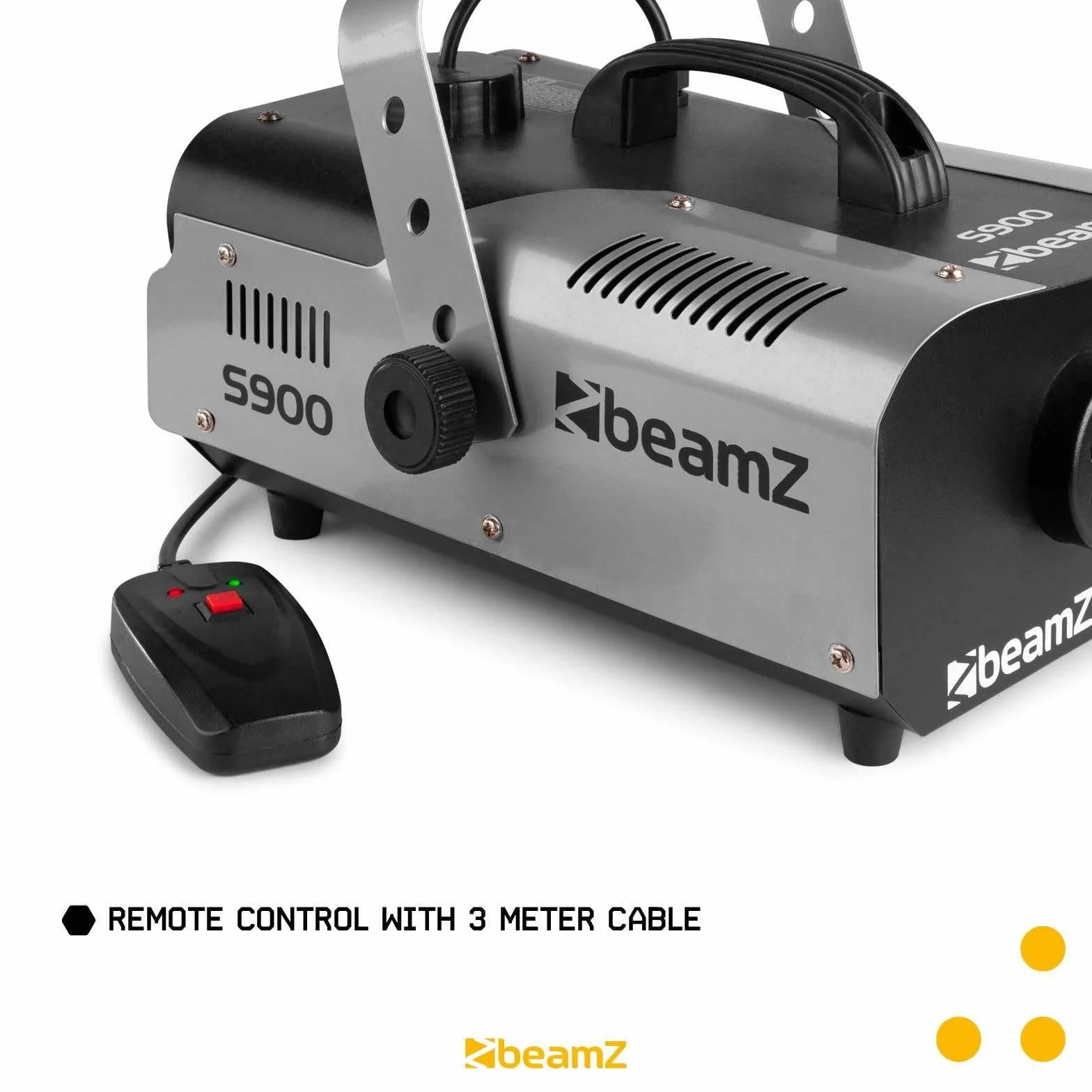 BeamZ S900 Máquina de Humo 900 Watt, Incluye 5 Litros de Líquido de Humo, Máquina de Niebla, Mando a Distancia por Cable, Depósito de 2,5 Litros, Humo para Fiestas en casa, Disco, DJs, Bodas, Eventos