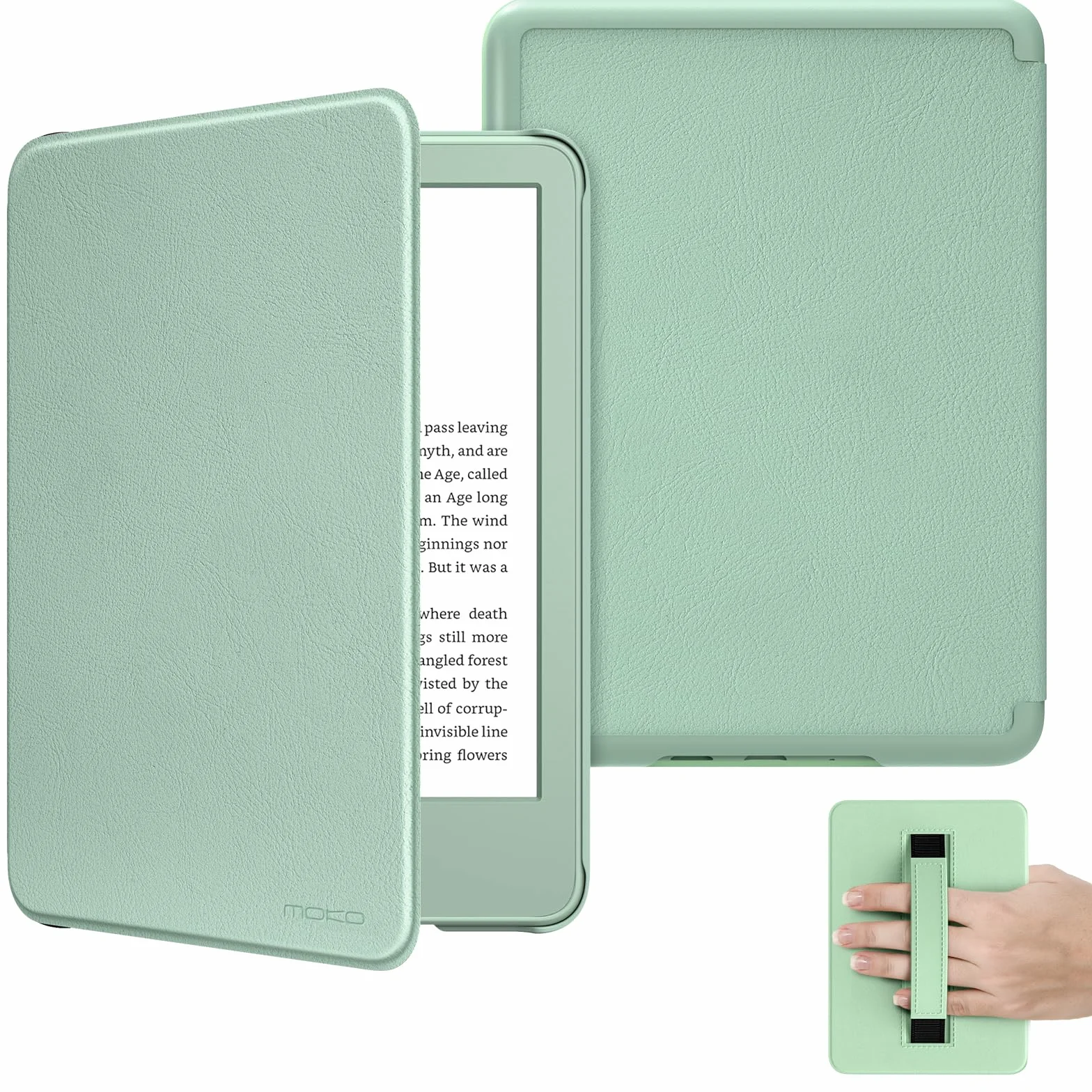 MoKo Funda para Kindle 11ª Generación 2024/2022 6", Agave Verde, con Correa de Mano