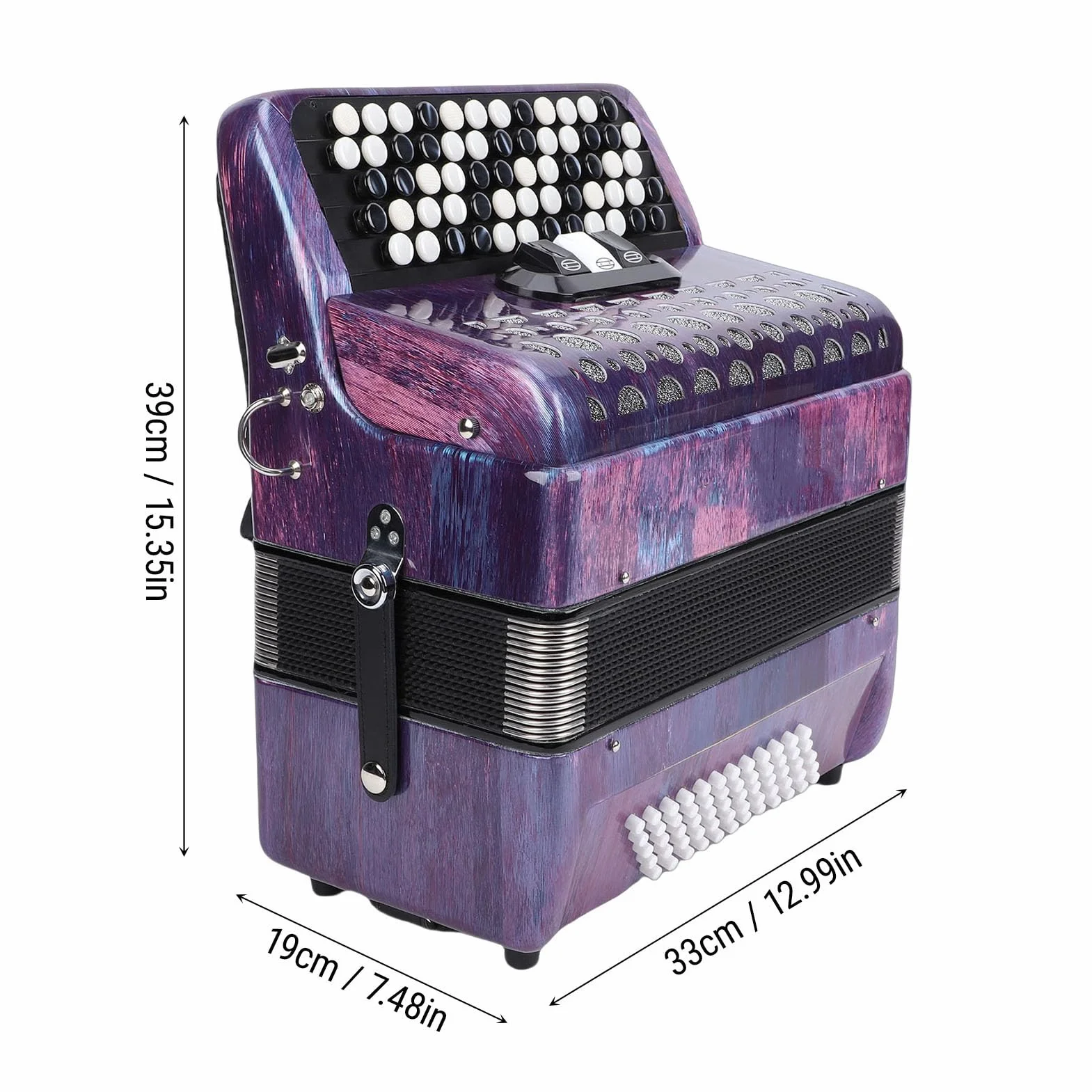 Acordeón Cromático 62 Teclas 60 Bajos Calidad de Sonido Premium Afinación F B E con Correa Ajustable Ideal para Clases Práctica Actuación en Vivo