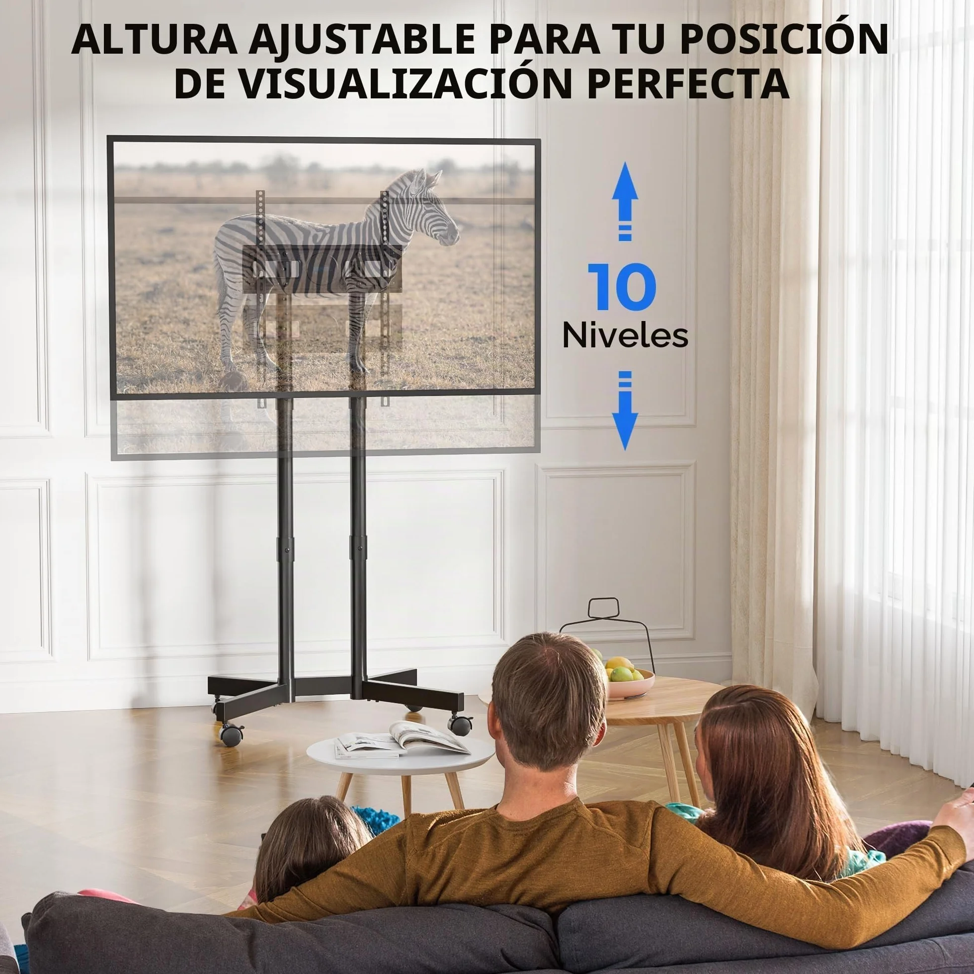 BONTEC Soporte TV Ruedas 32-70 Pulgadas, Pie Ajustable hasta 50 kg, VESA 400x400 mm