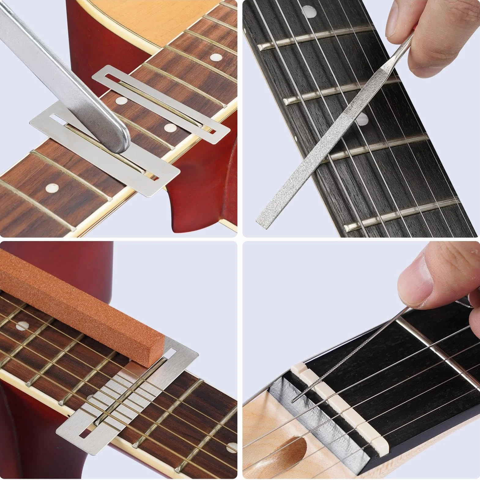 Kits de herramientas de configuración de guitarra, kit de herramientas de guitarra eléctrica | Kit de mantenimiento 72x con de transporte | Accesorios de instrumentos de cadena para músicos, set de