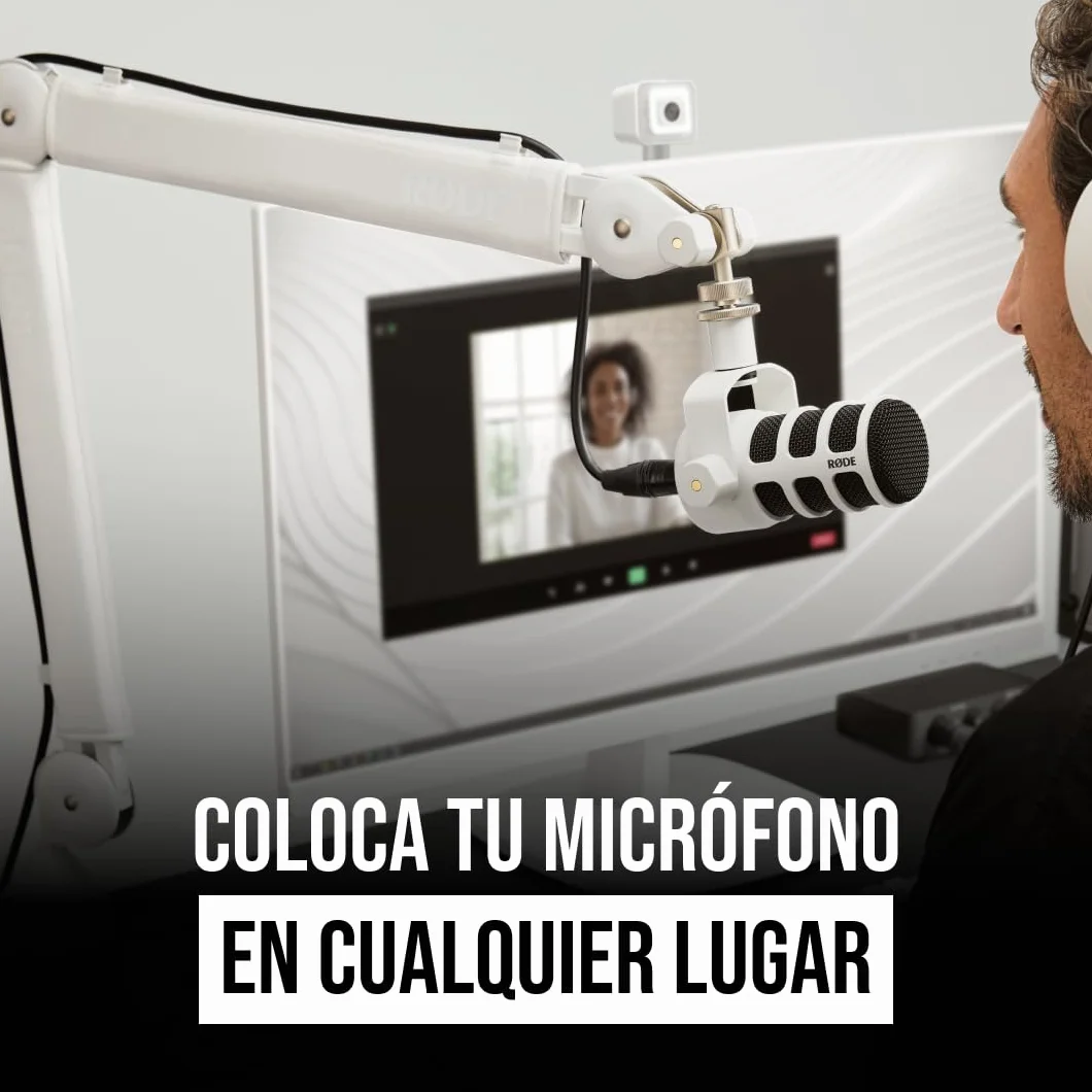 Brazo de estudio profesional RØDE PSA1+ con amortiguación de resorte y gestión de cables (Blanco)
