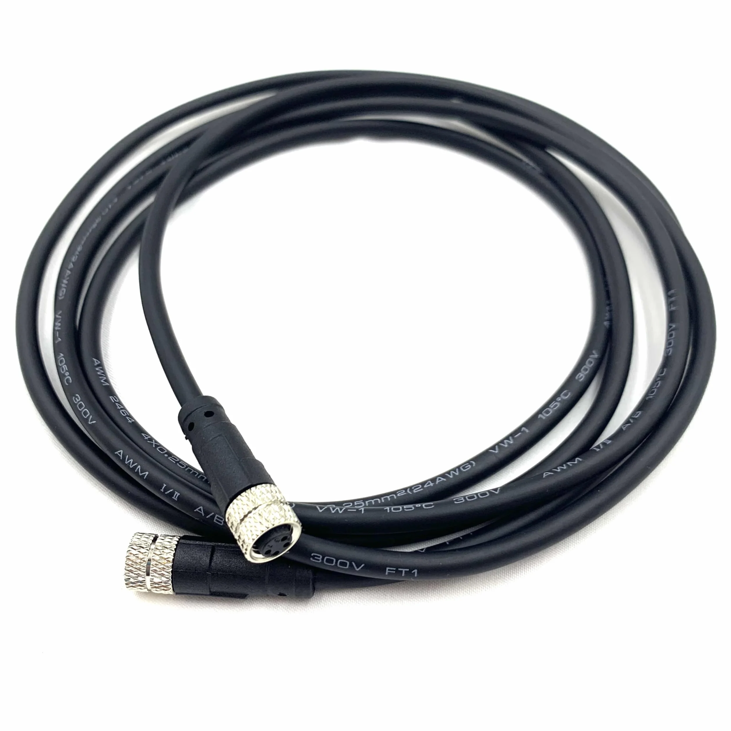 M8 4 Polos Hembra a Macho Cable Recto Código A Sensor Aviación PVC 30V 3A CC Moldeado Industrial
