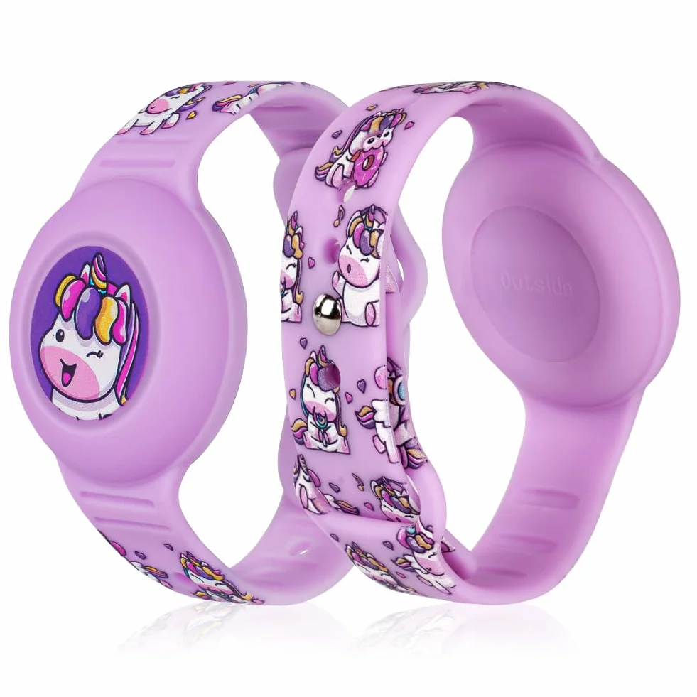 AXFEE Funda protectora de silicona antipérdida para Airtag, pulsera ajustable, antiarañazos (2 unidades)
