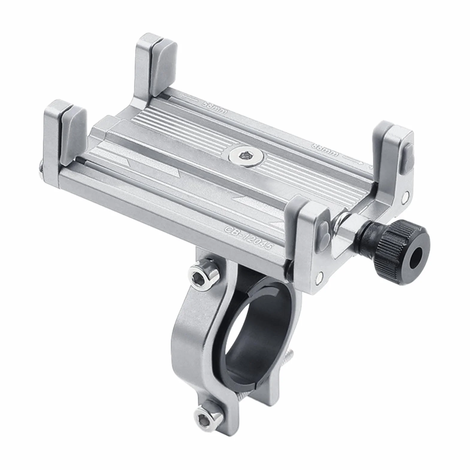 Soporte Móvil Bicicleta Aluminio, Porta Celular Manillar 360º, Pinza 4 Garras Universal para Moto Scooter, Compatible Android
