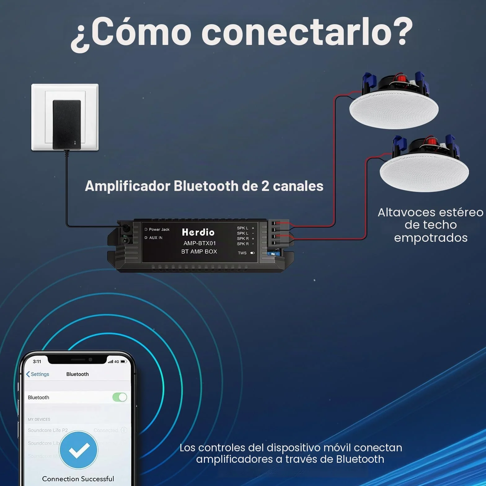 Herdio 4" Techo Altavoz Montado en la Pared Bluetooth Impermeable para Baño Cocina