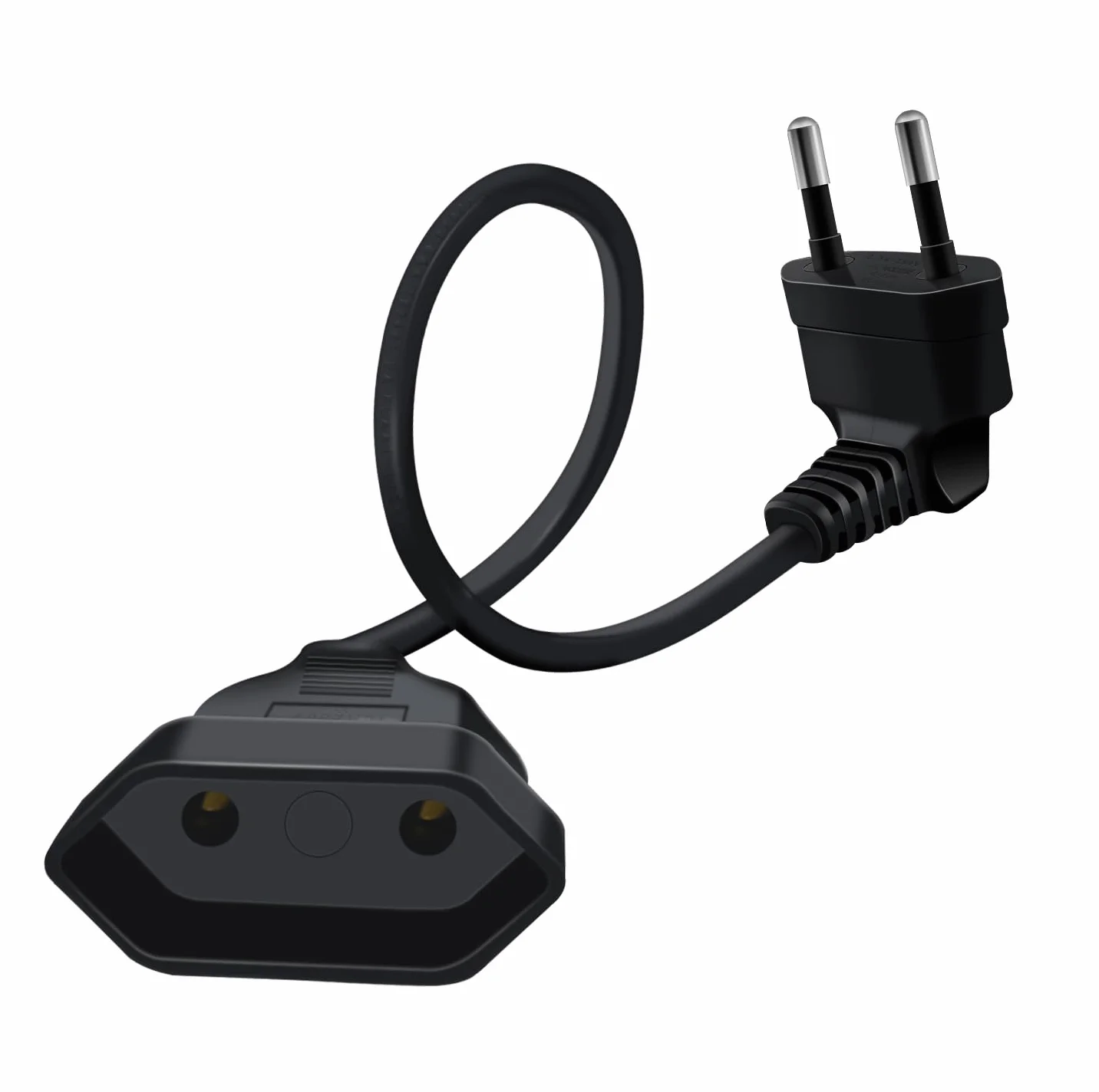 Cable Alargador Europeo 2,5A 250V Enchufe 90° Corto 0.3m