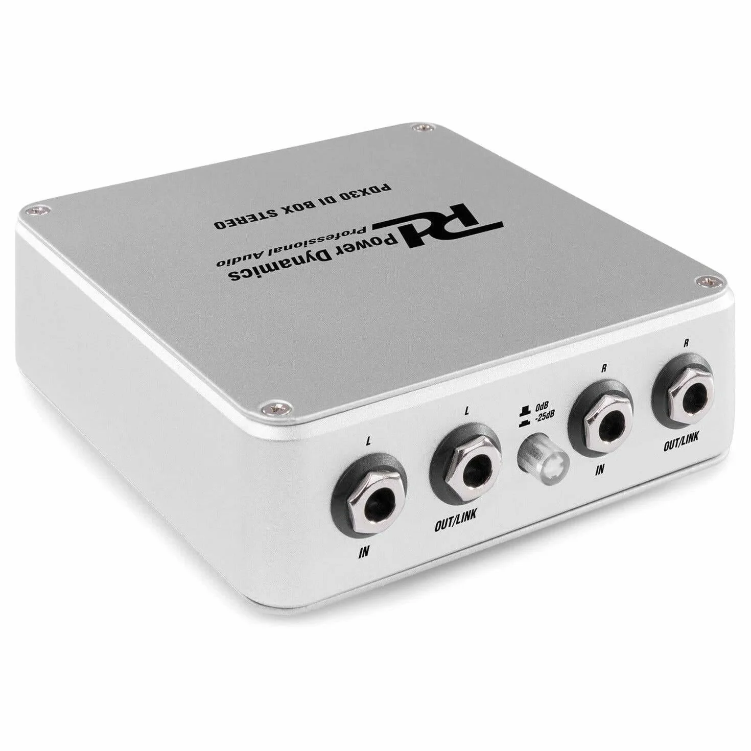 Power Dynamics PDX30 Caja DI Estéreo - Caja DI Profesional, Salida XLR balanceada, Entrada/Salida de Jack estéreo de 6,3 mm, alimentación conmutable: Pila de 9 V/alimentación Phantom de 48 V