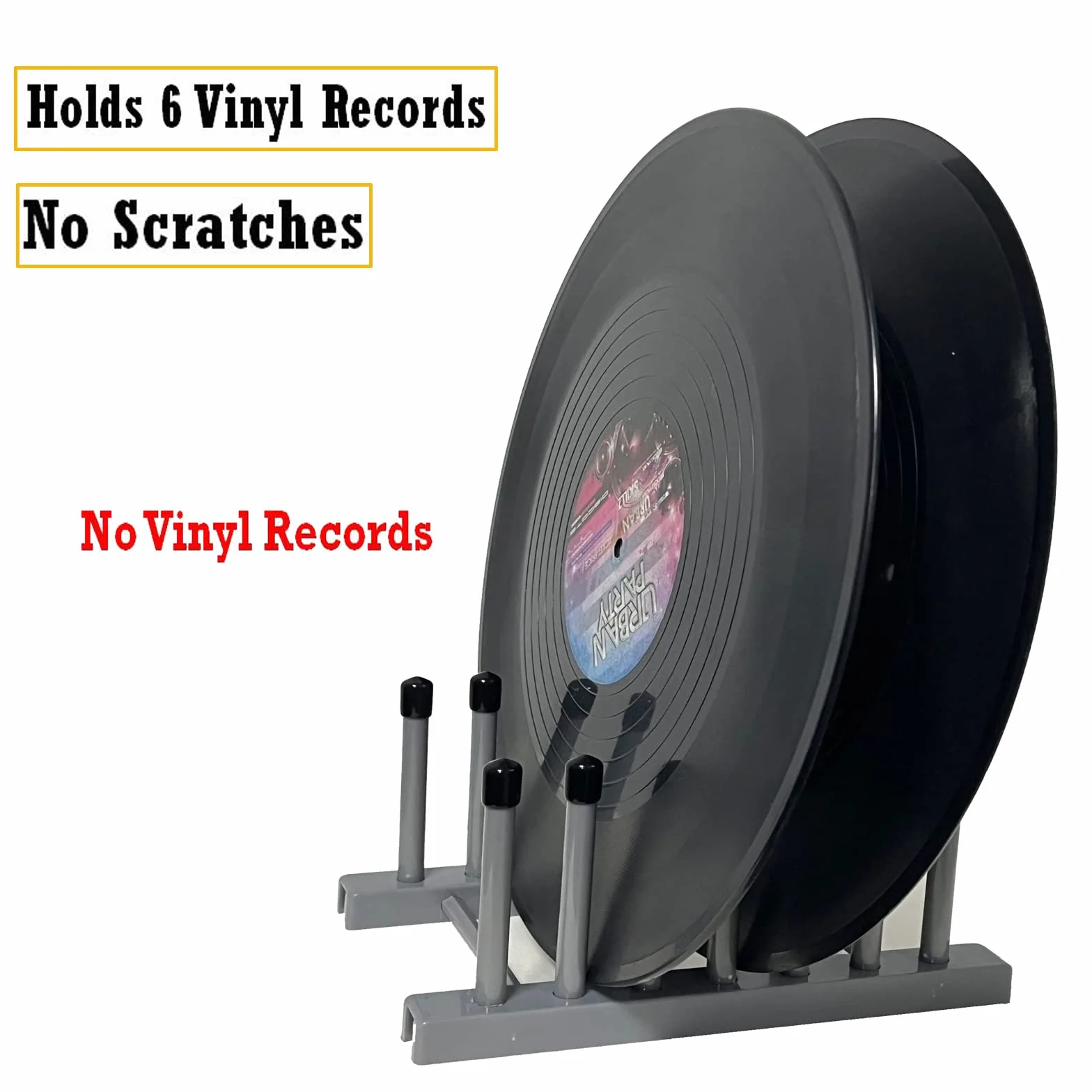 Soporte de almacenamiento de discos de vinilo, organizador de registros, estante de secado para dispositivos de limpieza, compatible con discos o LPs, (no incluye registros), color gris