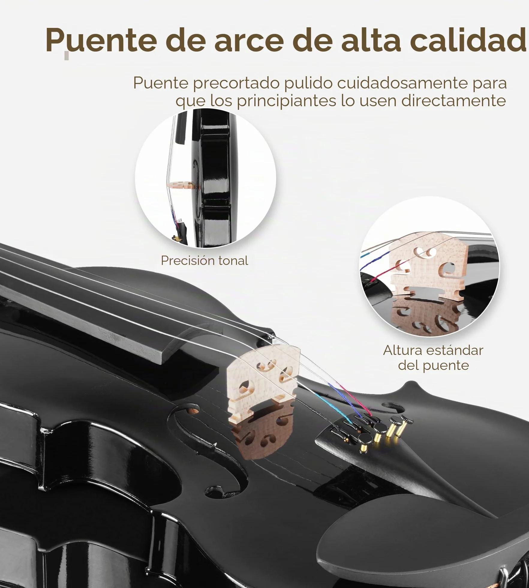 Vangoa 4/4 Violín Acústico Tamaño completo para Adultos Estudiantes Principiantes Violín de Concierto con Estuche Colofonia Afinador Cuerdas Arco, Negro