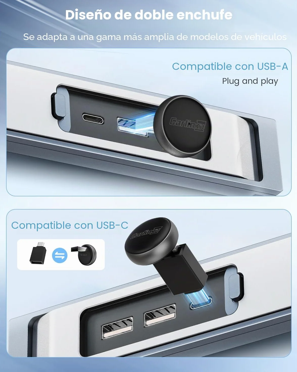 CarlinKit MINI Ultra3: El último adaptador inalámbrico para CarPlay y Android Auto. Transforma conexiones por cable en inalámbricas, ofreciendo conectividad ultrarrápida con funcionalidad