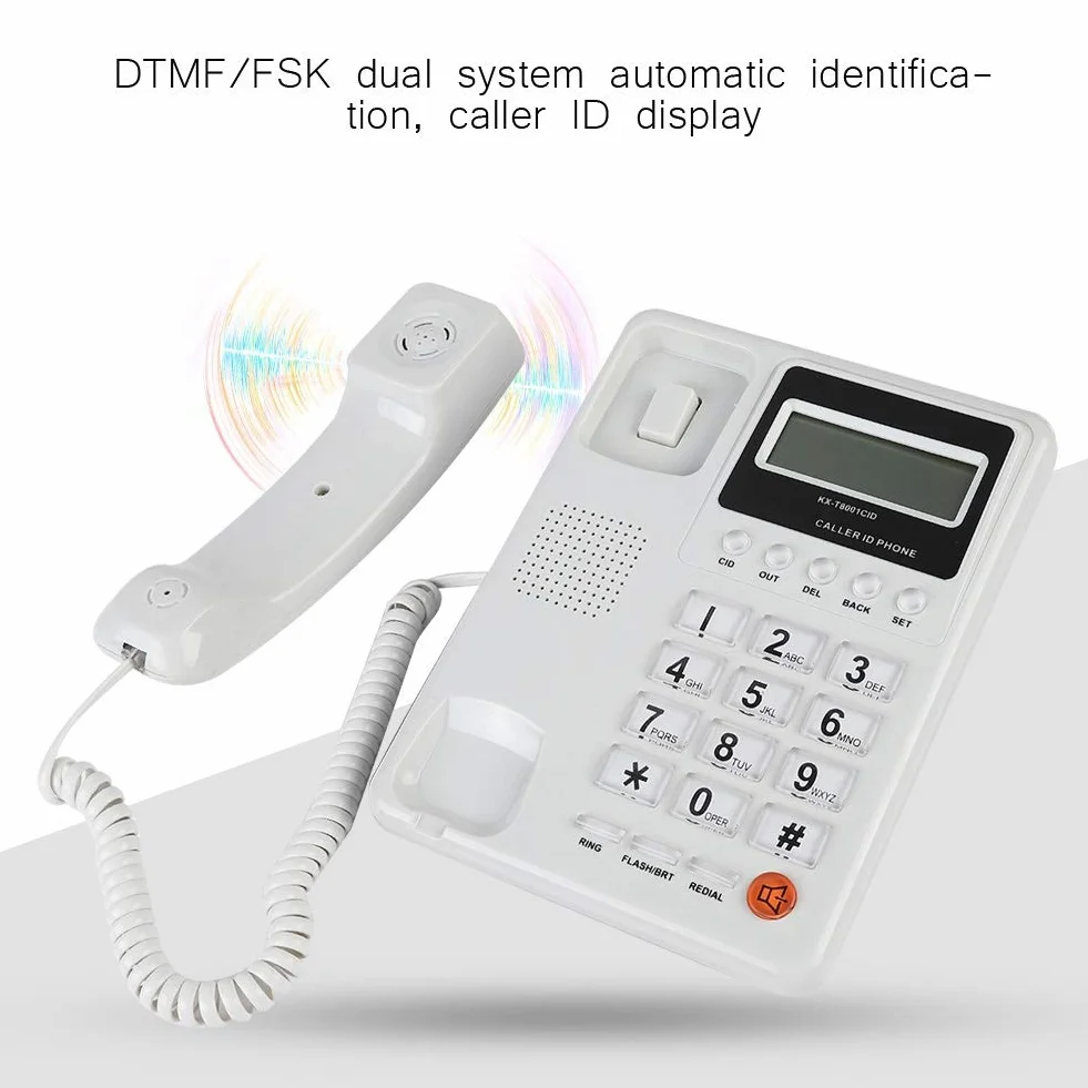 Teléfono Fijo con Contestador Automático y Identificador de Llamadas DTMF/FSK para Hogar, Hotel u Oficina