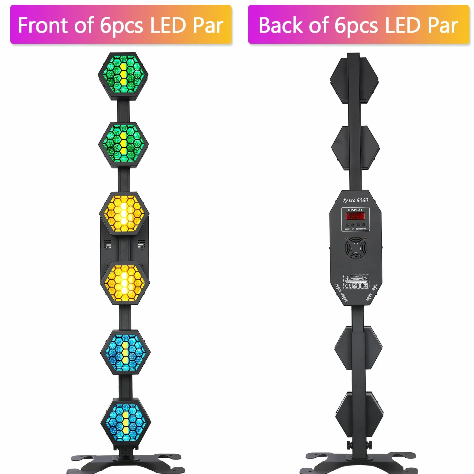 2PCS Focos PAR COB Lineales Vintage, Luces de Escenario LED 240W con DMX512, Luces DJ RGB para Fiestas, Conciertos, Bodas, Discotecas, Bares