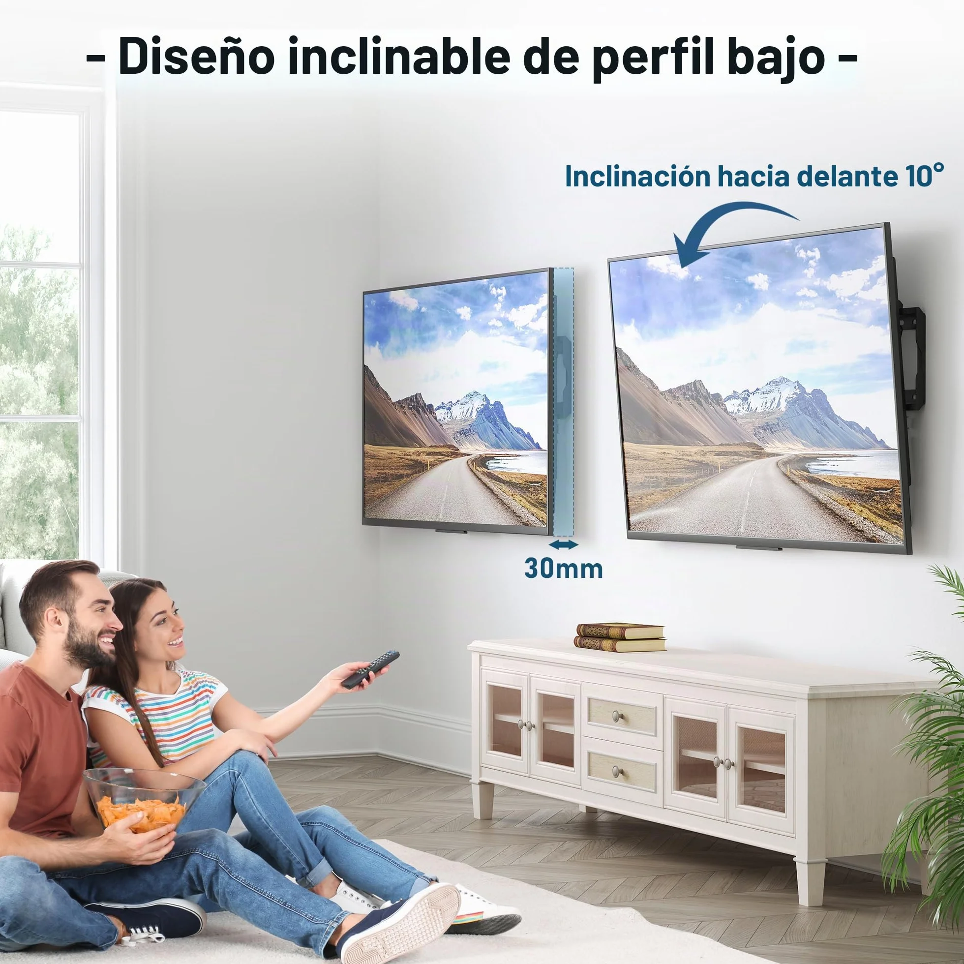 BONTEC Soporte TV Pared 26-65 Pulgadas, Inclinación, LCD LED OLED, hasta 55 kg, VESA 400x400 mm