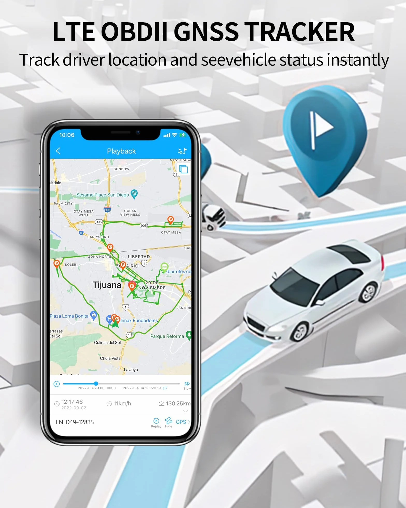 LNCOON Rastreador GPS para ehículos, localizador OBD 4G LTE, Velocidad y Kilometraje en Tiempo Real, Geocercado, Alertas de Accidentes, Dispositivos de Rastreo Ocultos para Autos, Activos o Flotas
