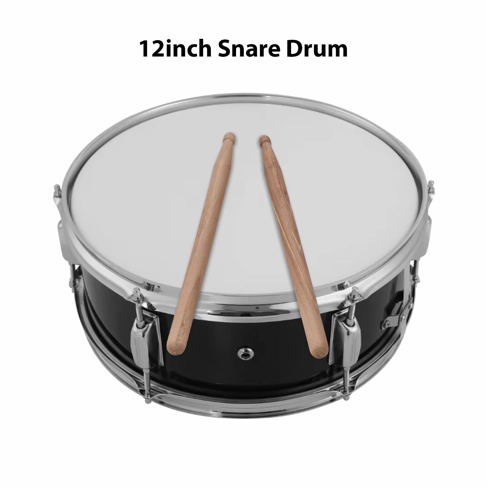 Caja de 12 Pulgadas Con Baquetas, Correa Para el Hombro, Instrumento de Percusión Con Llave de Tambor Para Estudiantes Principiantes, Marcha, Juego Portátil (Ferroso)